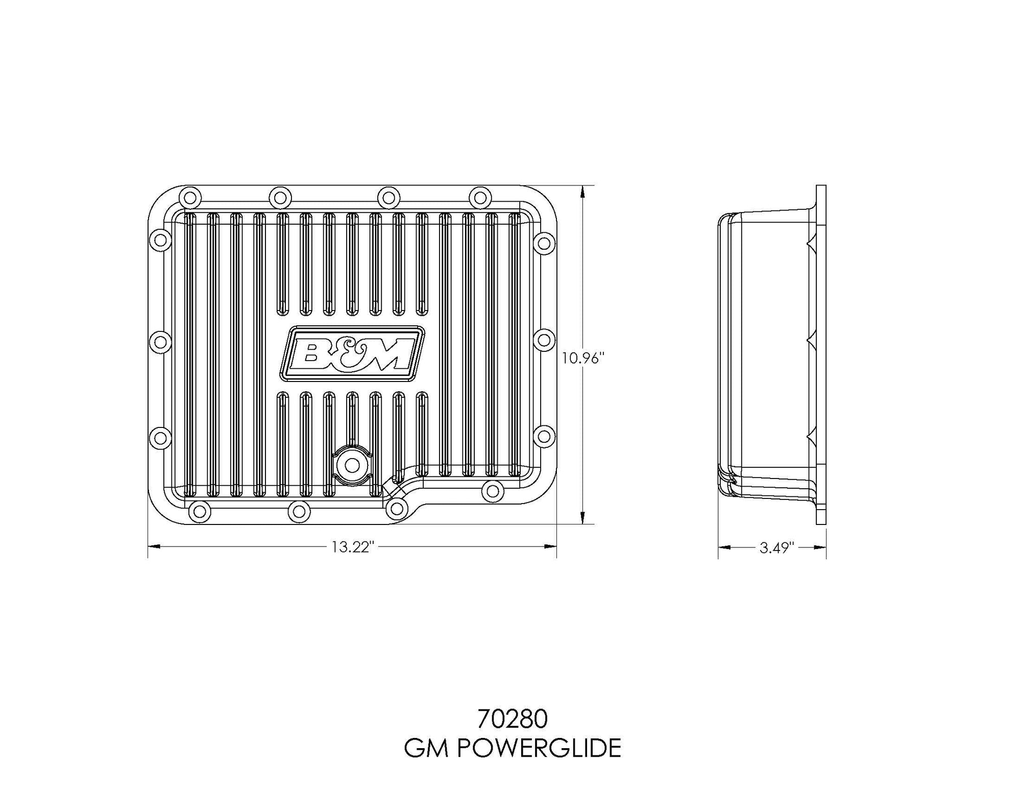 Cast Aluminum B&M 70280 Extra Depth Transmission Pan
