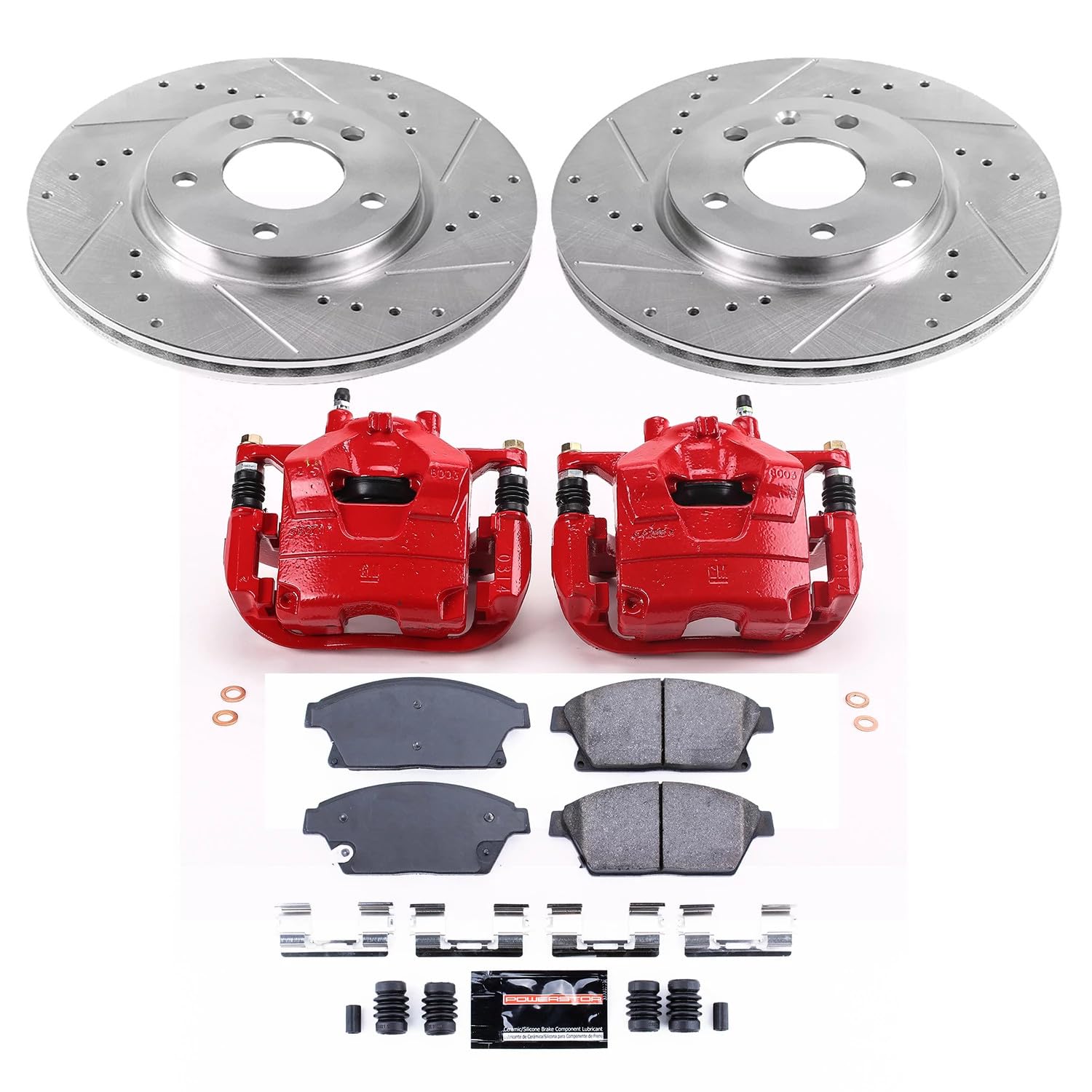 Power Stop Z23 Evolution Sport KC5554 Front Brake Caliper Kit- Brake Rotors, Brake Pads and Brake Calipers For Buick Verano, Chevrolet Cruze, Chevrolet Volt [Model Specific]
