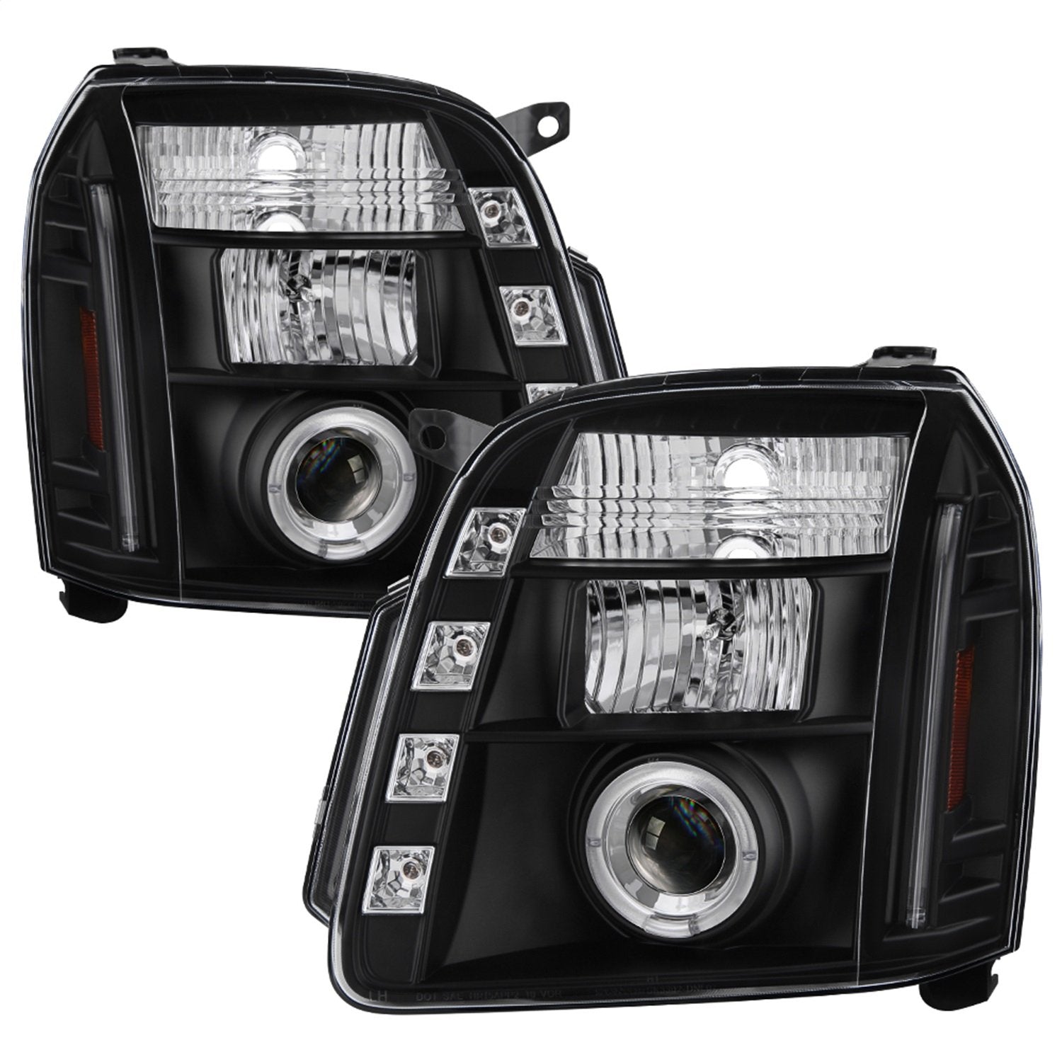 LED Halo Spyder Auto Projector Headlights Black/Clear 5029331