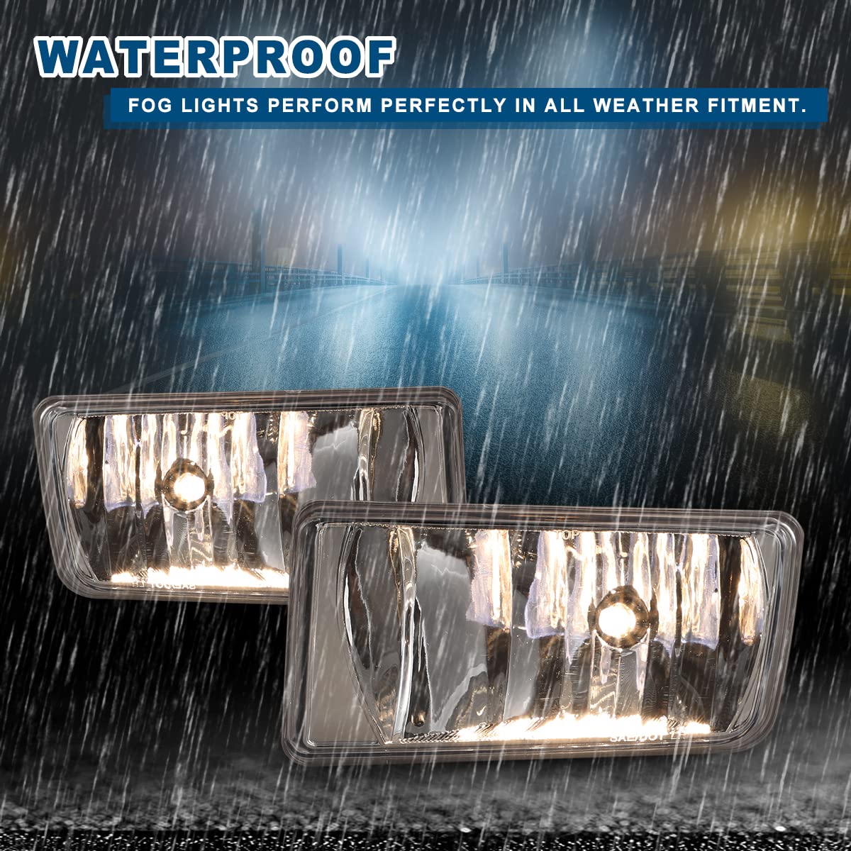 OEM Series Winjet Driving Fog Lights for [2007 2008 2009 2010 2011 2012 2013 2014 Silverado] [2007-2014 Suburban/Tahoe GMC Sierra/Yukon] [2007-2013 Avalanche] Fog Lamps Clear Lens