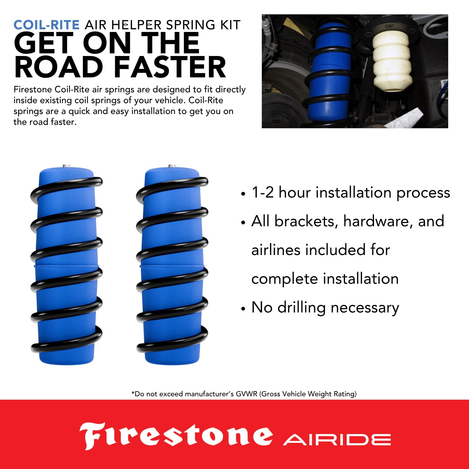 Firestone 4150 Airide Coil-Rite Rear Springs Kit fits 2006-2022 Armada and 2005-2009 QX 56 | 5-35 PSI | 1,000 lbs Load Capacity | No Drill Installation | Made of Elastic Polyurethane
