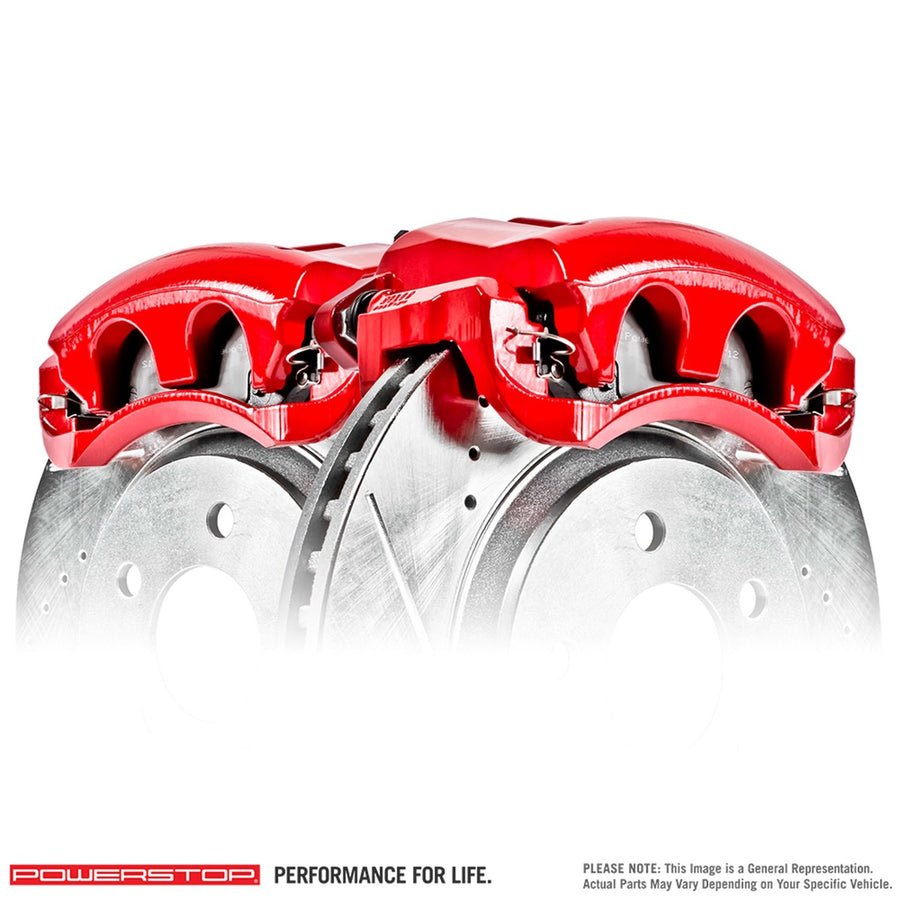 Power Stop Pair of High-Temp Red Powder Coated Calipers Rear For INFINITI FX35 2003-2008, INFINITI FX45 2003-2008 [Model Specific]