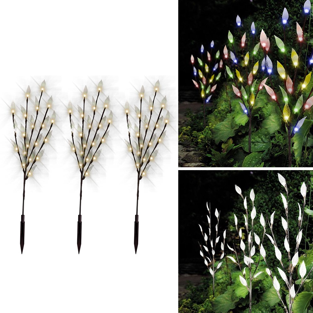 Durable Energy Saving Grass Simulation Leaf Branch Sun Outdoor Garden Light