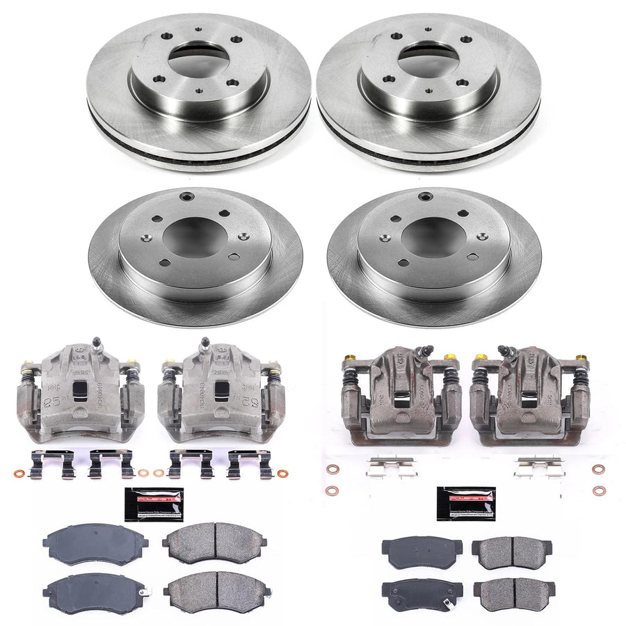Power Stop KCOE5371 Replacement Autospeciality Front and Rear Caliper Kit- OE Rotors, Ceramic Brake Pads, Calipers For Hyundai Sonata 2002-2003, Kia Optima 2001-2002 [Model Specific]