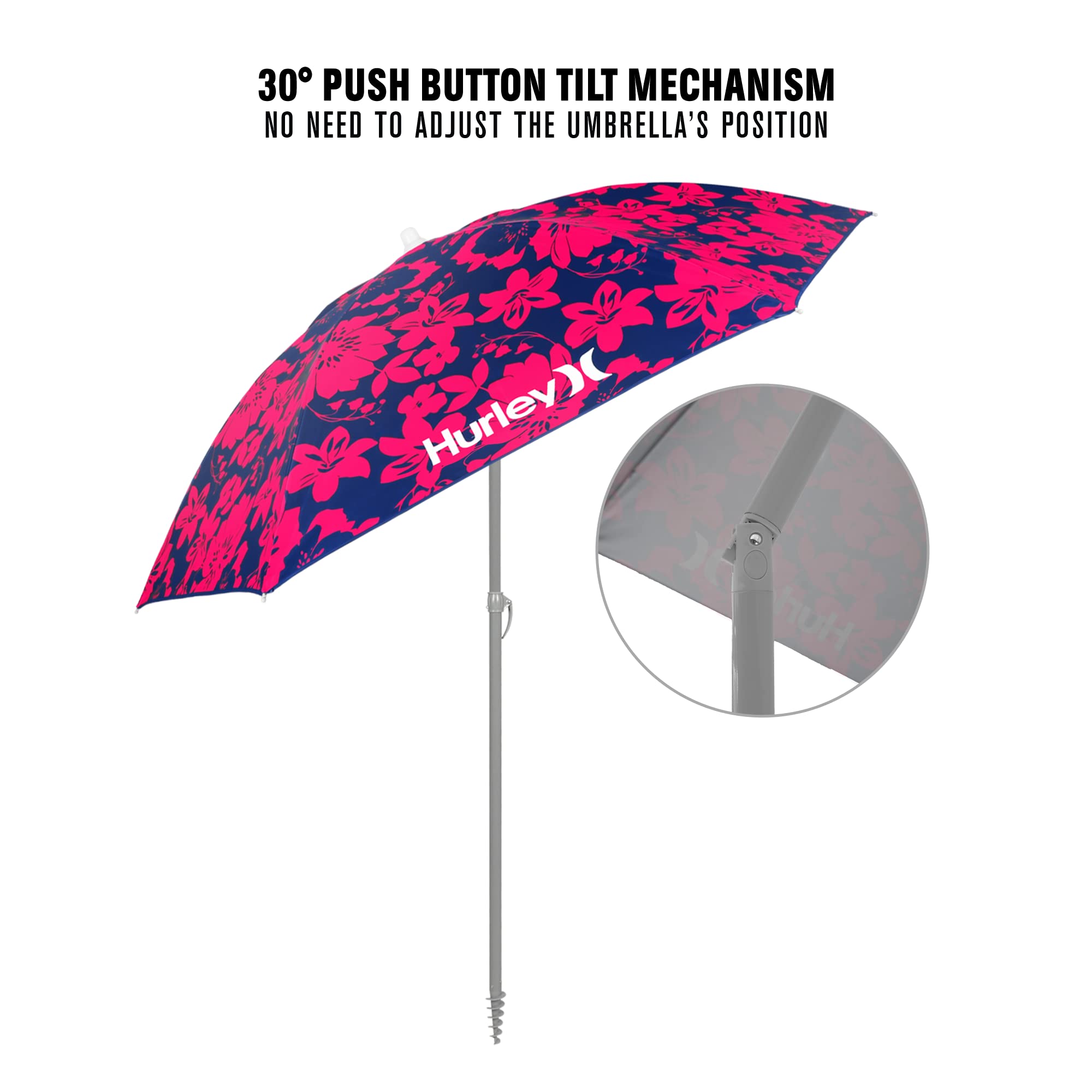 Hurley Shade Umbrella UMB7HRKONV, 7 ft, Navy