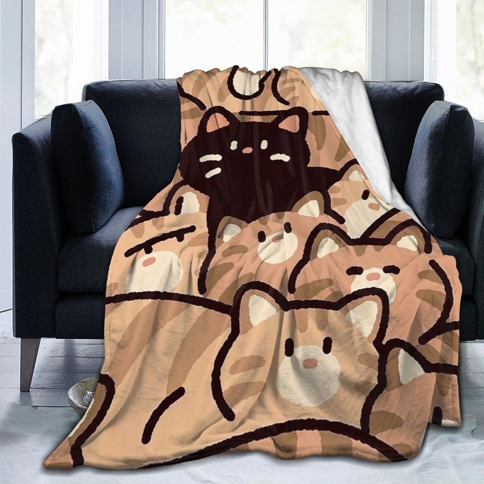 Cat Blanket Taizen Cartoon Simple Cute Air Conditioning Moisture Absorbing Microfiber Bed Flannel Sleeping Quilt Lightweight Warm Tapestry Washable Fluffy Lightweight