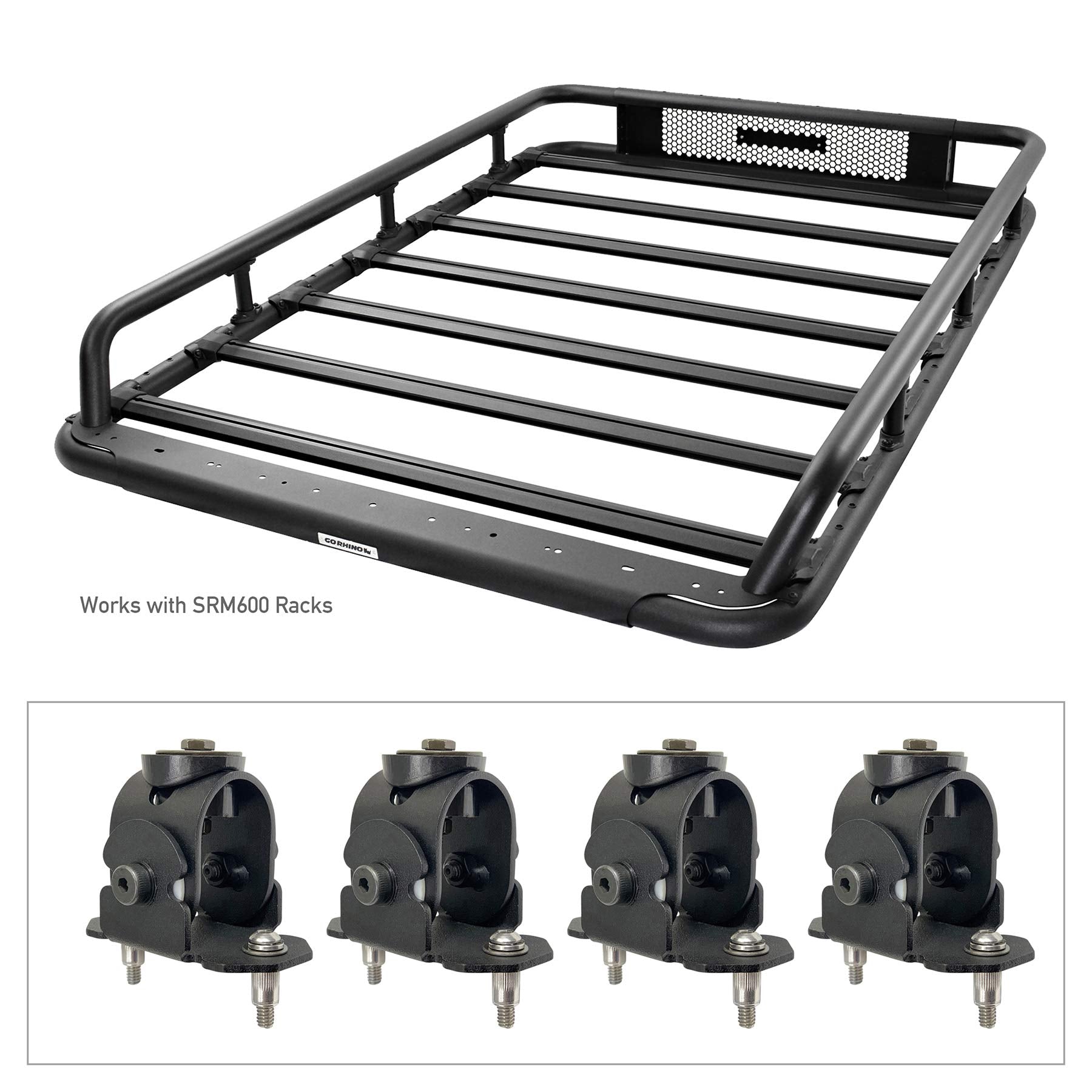 Go Rhino Mounting Kit SRM - 4 Adjustable Multi-Axis Mounts | Mild Steel, Textured Black | 5910000T | Fits Go Rhino SRM300, SRM400, SRM500, & SRM600 Roof Racks