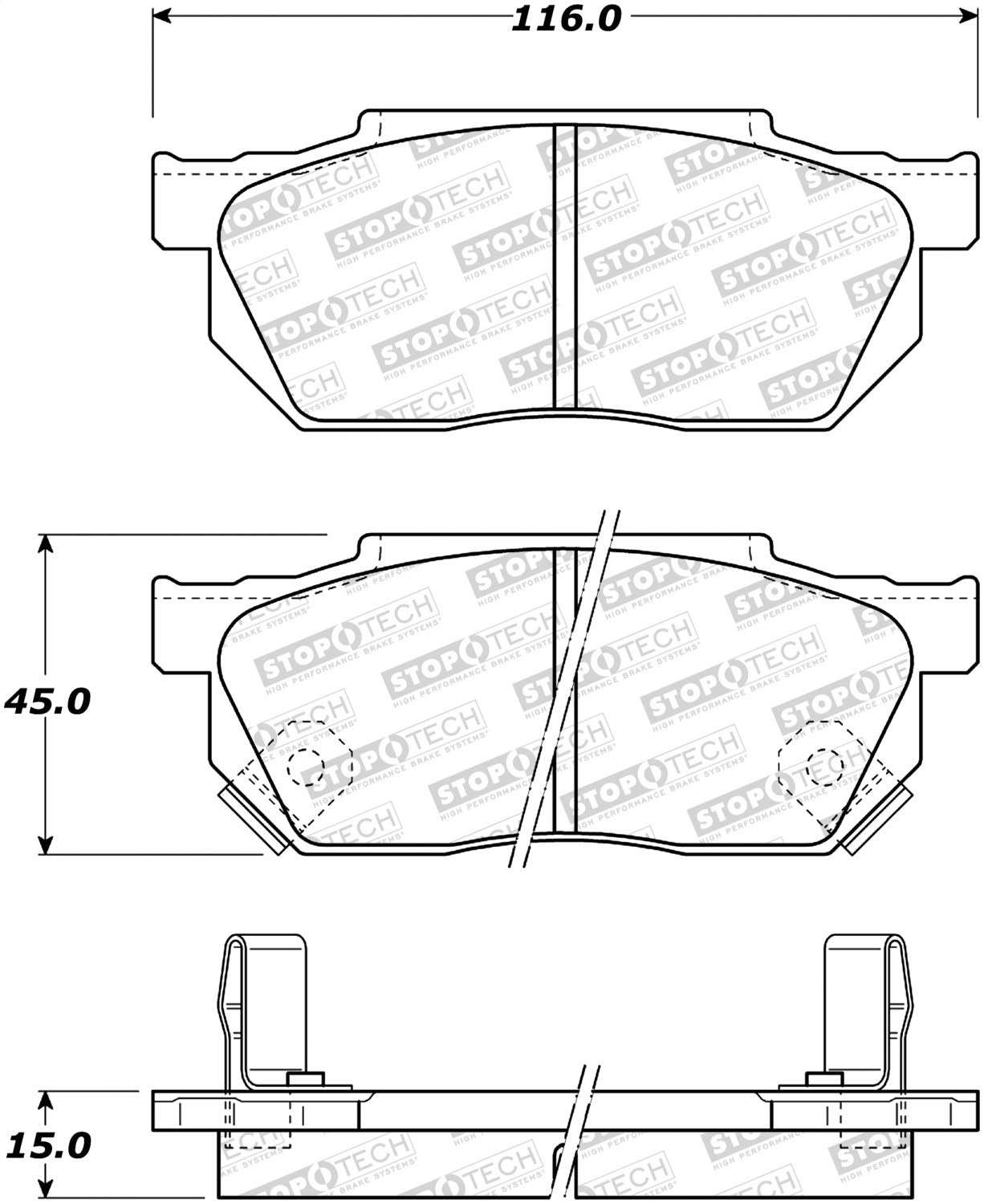 Front StopTech 308.02560 Brake Pads with Shims Street