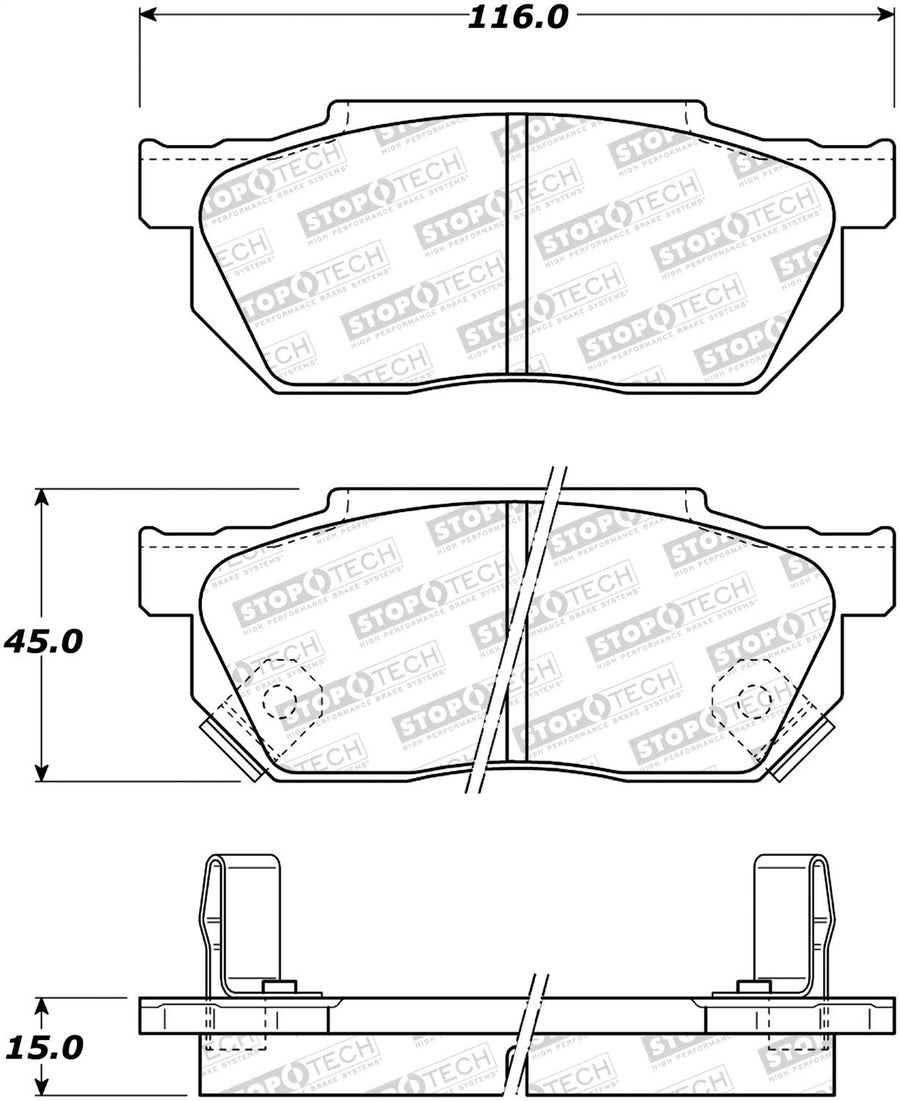 Front StopTech 308.02560 Brake Pads with Shims Street