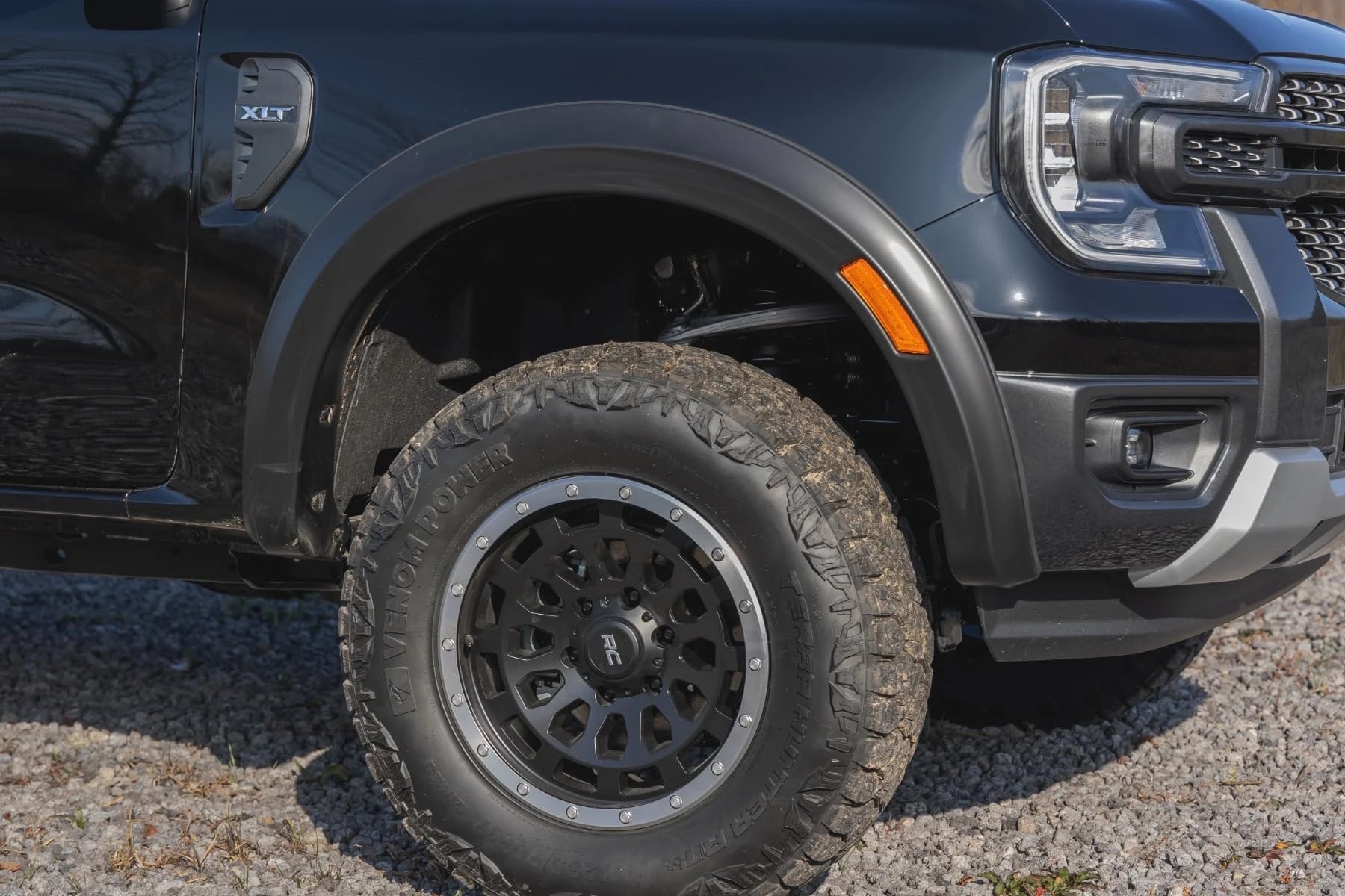 Sport Fender Flares Rough Country for Ford Ranger (2024-2025) - Durable ABS Flares, 1.25" Coverage, No-Drill Install, UV-Protected Flat Black Finish, Set of 4