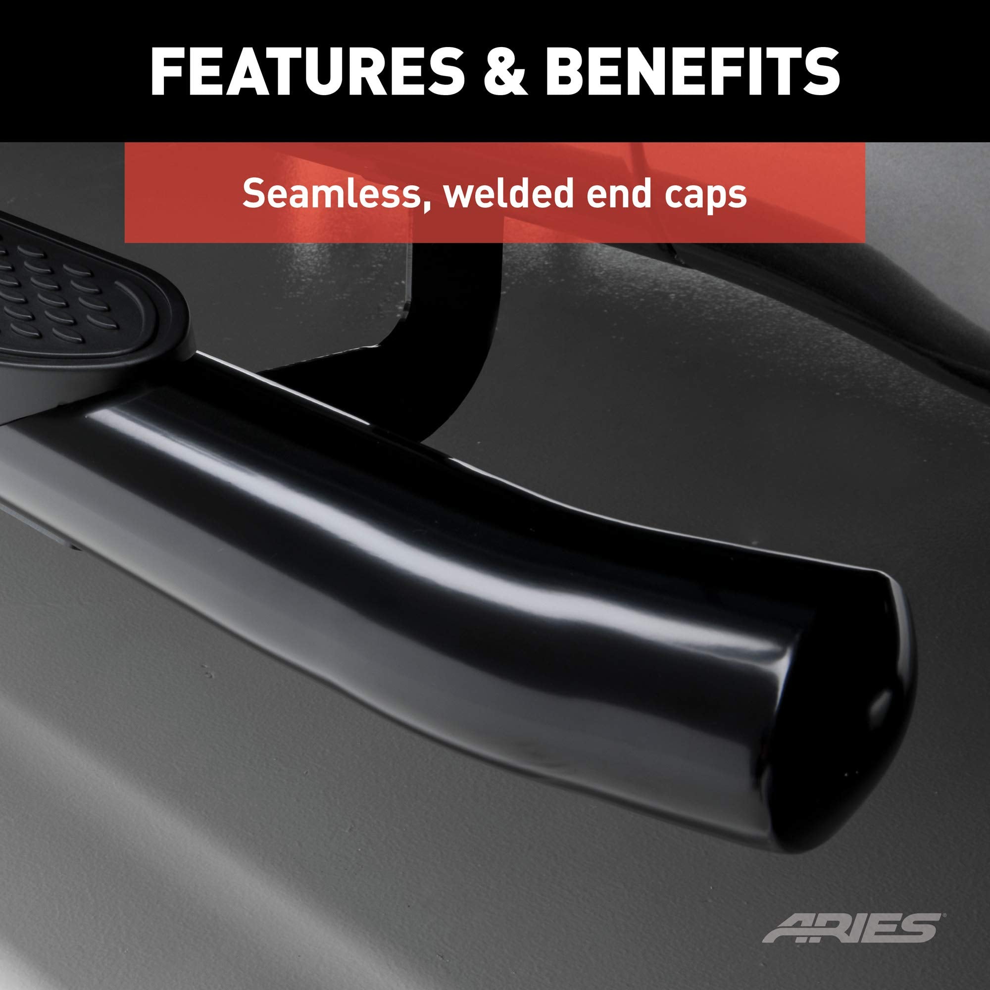 4-Inch ARIES Oval Black Steel Nerf Bars, Select Chevrolet Silverado, GMC Sierra 1500, 2500, 3500 HD