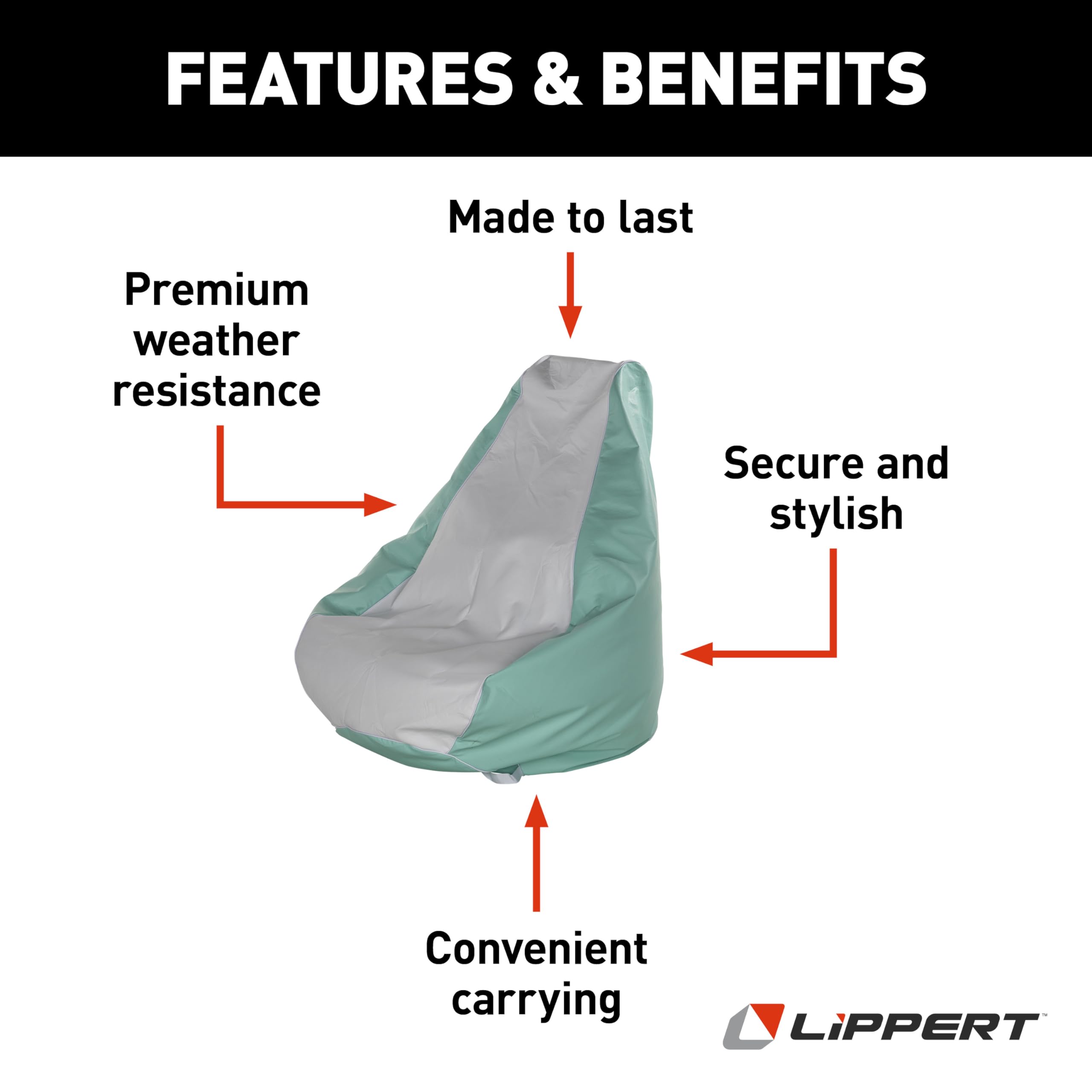 Marine Bean Bag Chair Taylor Made for Boats, Docks, Beaches, Marine Grade Vinyl, Twin-Zipper Design, Weather-Resistant, Water-Repellent, Carrying Handles, Seafoam – 2020193618