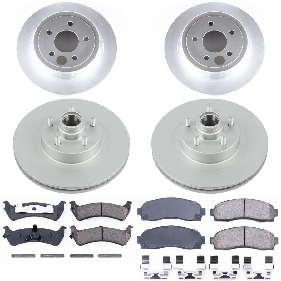 Power Stop Z17 Coated Rotor Front and Rear Brake Kit-Coated Brake Rotors & Ceramic Brake Pads For Ford Explorer Sport 2003 [Model Specific]