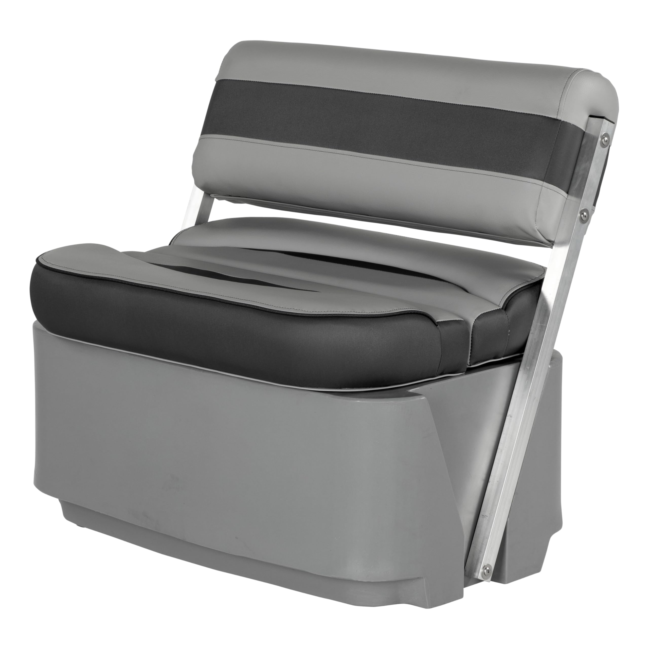 Pontoon Seat Rockport Series Flip Flop with Storage, Measures 34.5" L x 34.5" W x 31" H, Marine-Grade Vinyl, High-Density Foam, Easy Installation, Fits Most Pontoons, River Rock – 20221094104