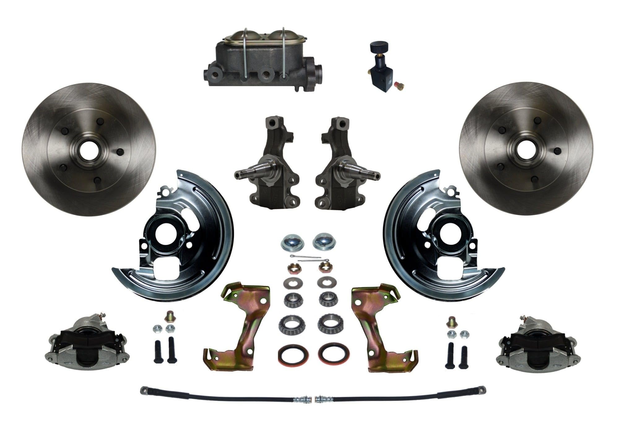 2" Drop Spindle Manual Front Disc Brake Conversion With Cast Iron M/C Adjustable Proportioning Valve