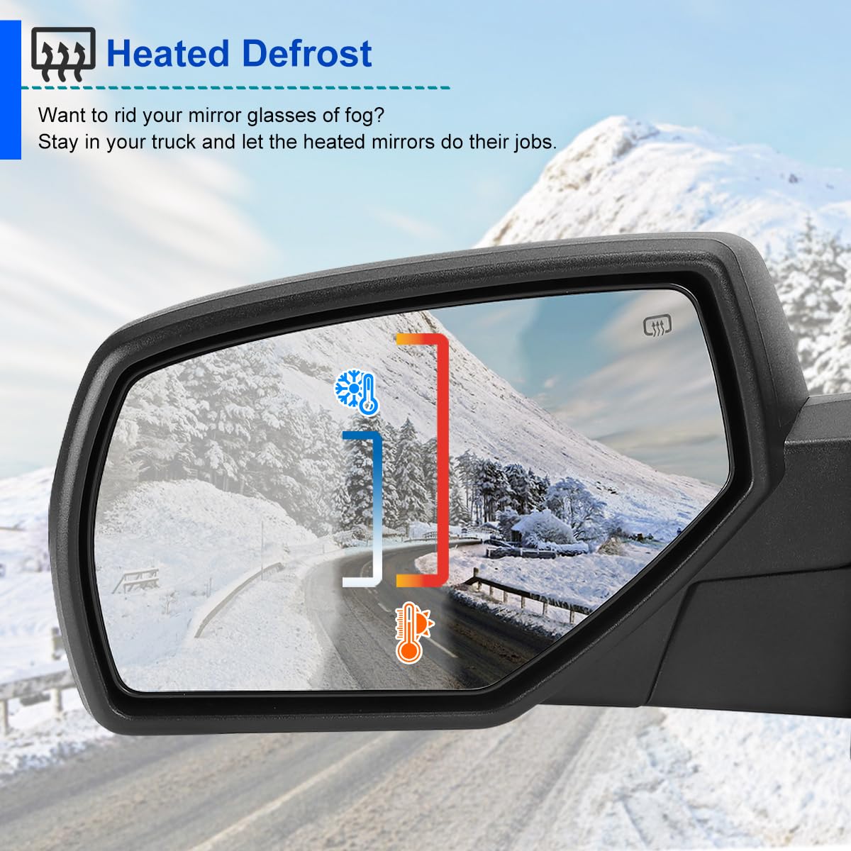 Spec-D Tuning Matte Black Left Driver Side Power Heated Mirror w/Puddle Light Compatible with 2014-2018 Chevy Silverado, GMC Sierra