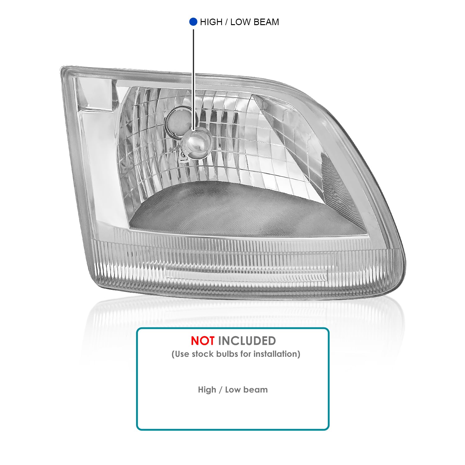 Headlights + Corner Lights SPEC-D TUNING Compatible with 1997-2003 Ford F-150, 1997-2002 Expedition Head Lights Lamps Assembly L+R Pair
