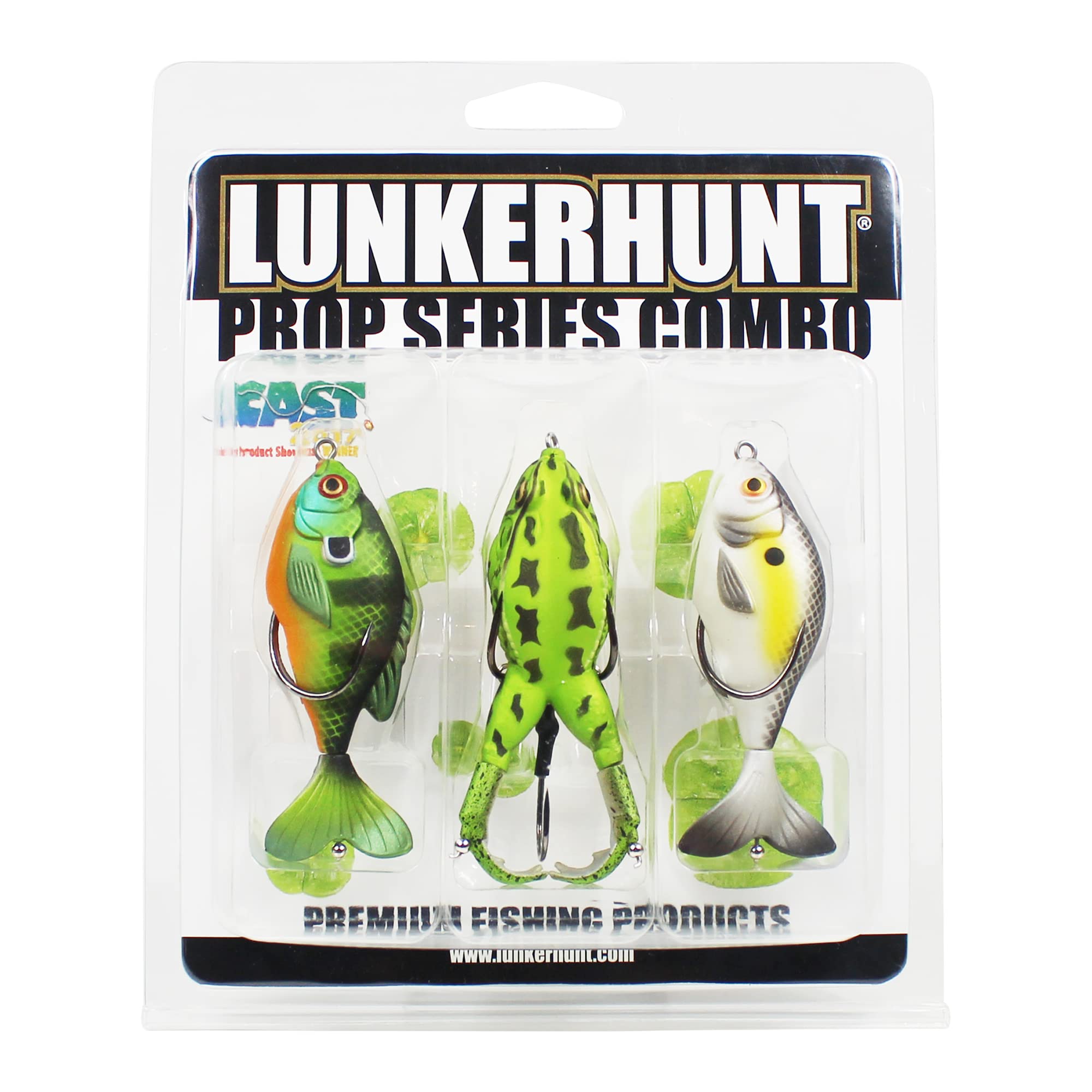 Bass Fishing Lures LUNKERHUNT Kit (3-Pack) - 2 Prop Fish Lures and 1 Prop Frog Lure | Best Topwater Fishing Bait, Weedless Hooks Hollow Realistic Body
