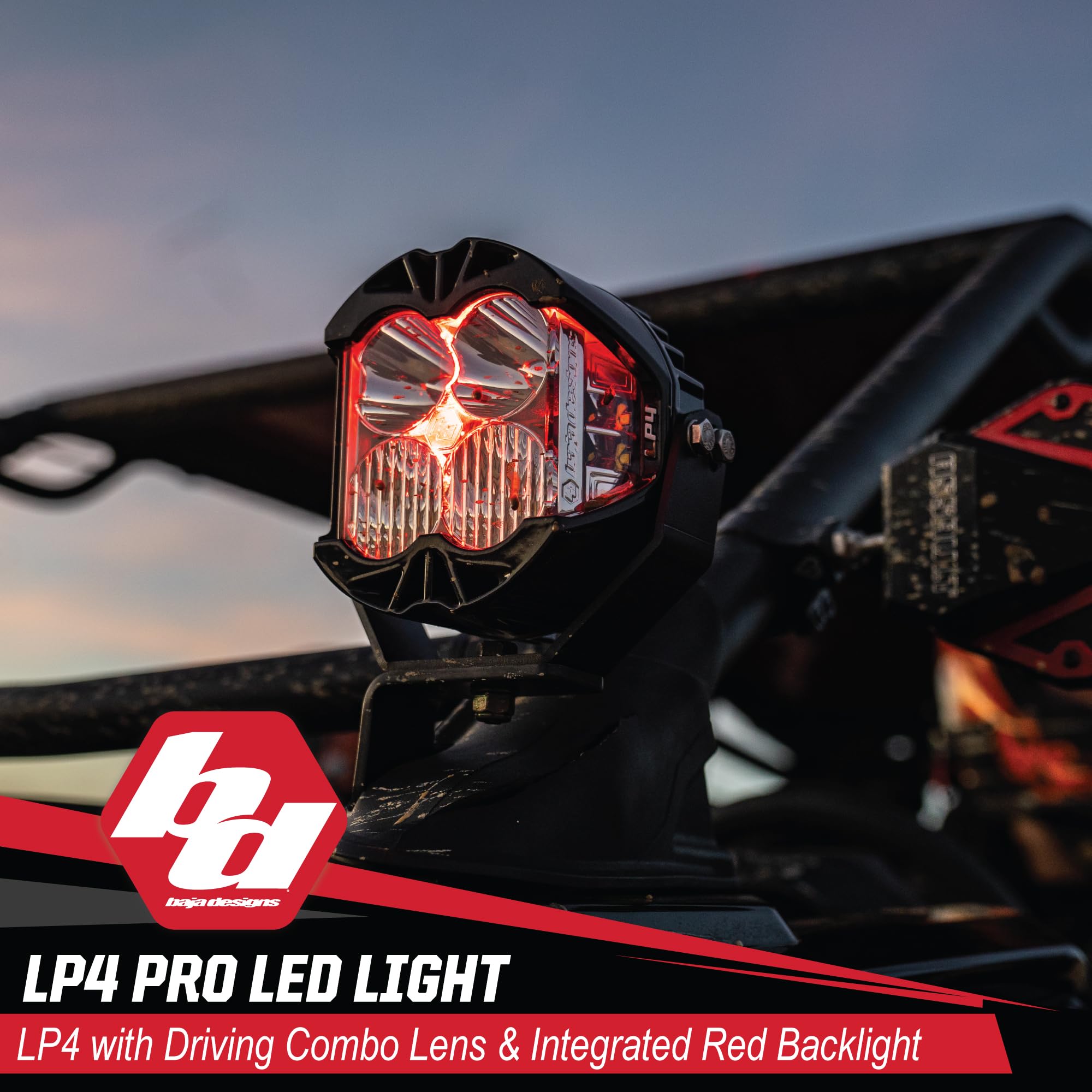 Baja Designs LP4 Pro LED Light Pod - Backlight with Universal Fit, Lifetime Protection (Driving/Combo; Red)