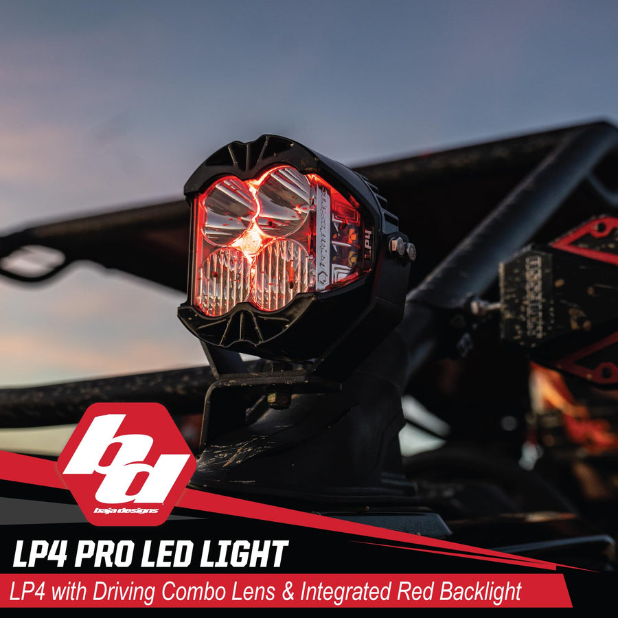 Baja Designs LP4 Pro LED Light Pod - Backlight with Universal Fit, Lifetime Protection (Driving/Combo; Red)