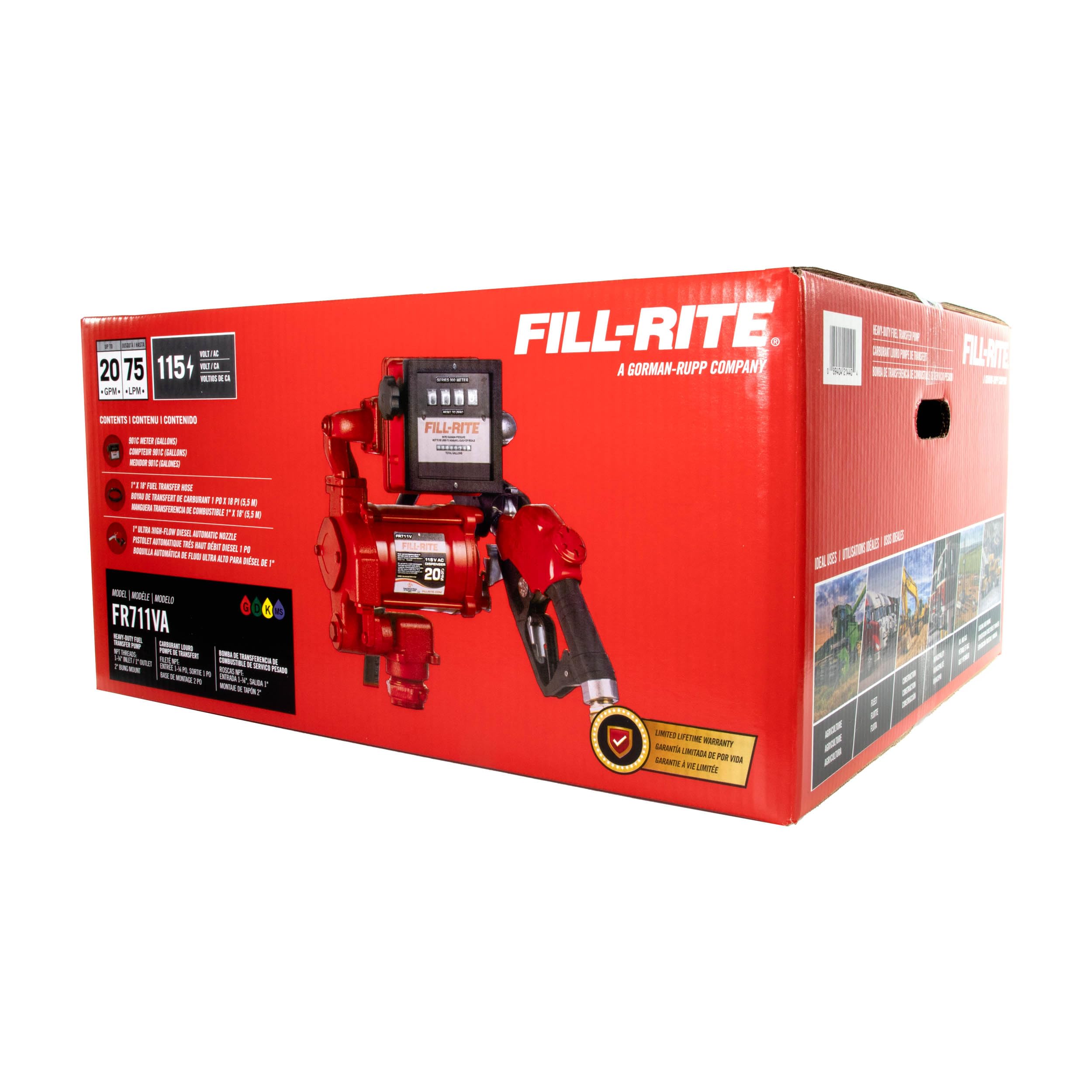Fill-Rite 115V FR711VA Fuel Transfer Pump with Mechanical Gallon Meter Package - Heavy-Duty Electric Pump with High Flow Rate and Durable Construction