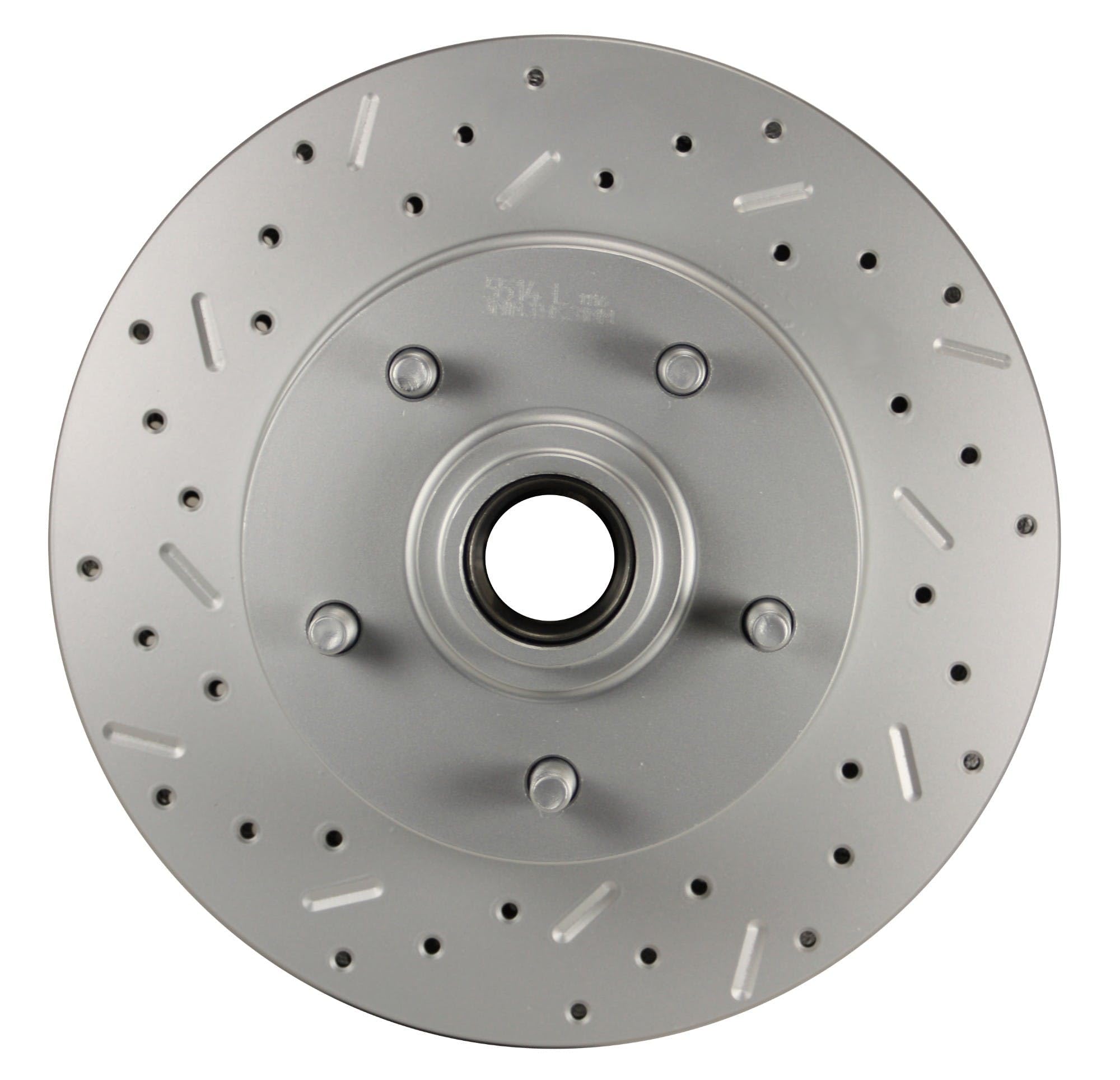 2" Drop Spindle Manual Front Disc Brake Conversion With Cross Drilled And Slotted Rotors M/C 4 Wheel Disc Side Mount
