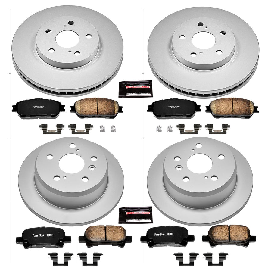 Power Stop CRK5482 Brake Rotor Coated & Ceramic Brake Pads- front & rear For Toyota Avalon 2005-2007, Toyota Camry 2005-2006, Toyota Solara 2004-2008 [Model Specific]