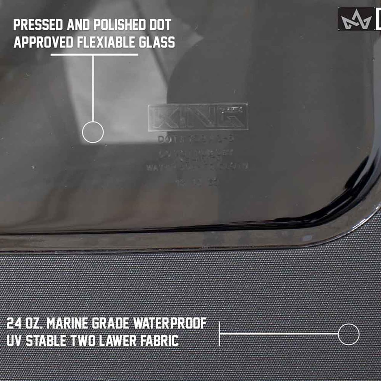 4WD King Premium Replacement Soft Top in Black Diamond Material with Clear Upper Doors and 31% Tinted Windows Suitable for Jeep Wrangler YJ 1987-1995