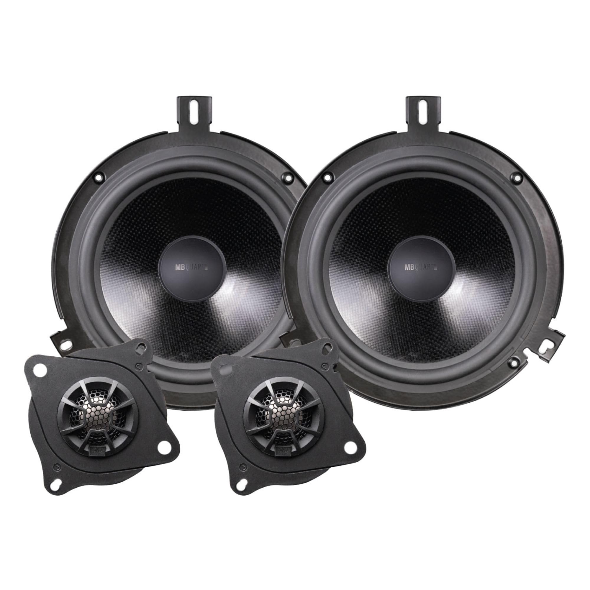 Tuned Audio Package MB Quart 6.5" Convertible Speakers for Jeep Wrangler (07-18), Front and Rear Speaker Upgrades with Titanium Dome Tweeters