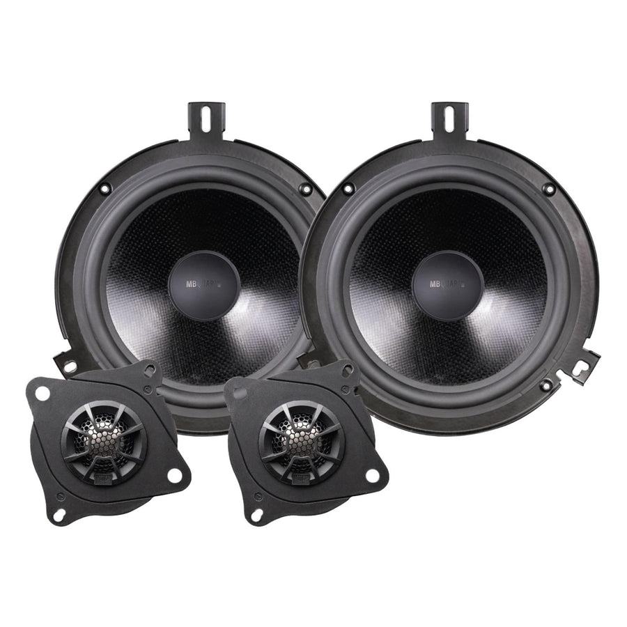 Tuned Audio Package MB Quart 6.5" Convertible Speakers for Jeep Wrangler (07-18), Front and Rear Speaker Upgrades with Titanium Dome Tweeters
