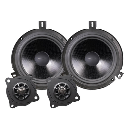 Tuned Audio Package MB Quart 6.5" Convertible Speakers for Jeep Wrangler (07-18), Front and Rear Speaker Upgrades with Titanium Dome Tweeters
