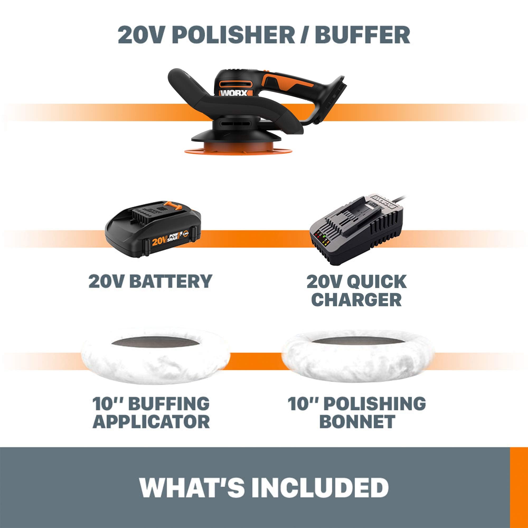 20V Worx Power Share 10" Cordless Polisher & Buffer WX856L