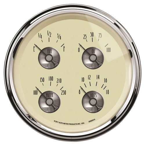 Prestige Series Auto Meter 2009 Antique Ivory Quad Gauge