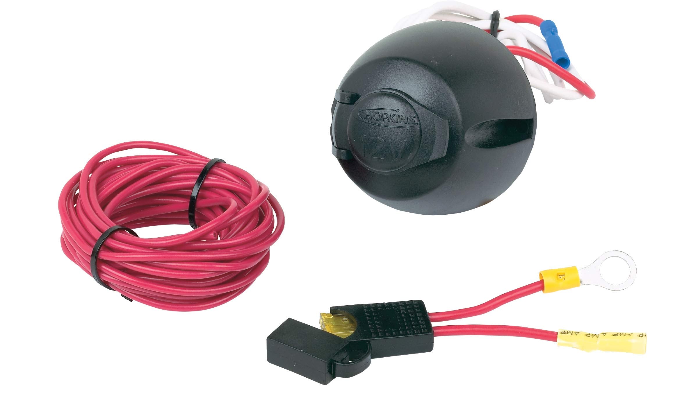 12 Volt Power Socket Hopkins 55115 with Wire and Fuse Assembly