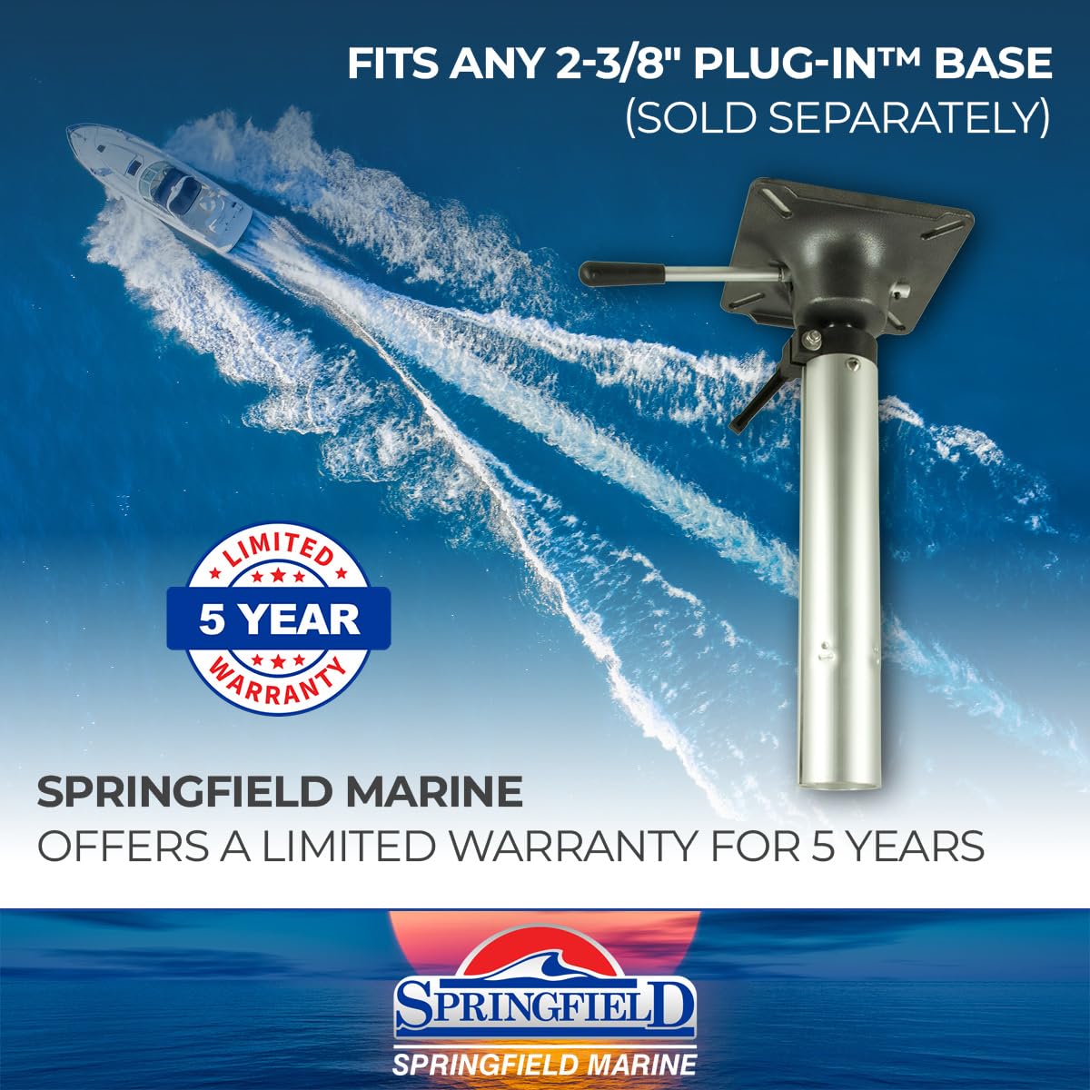 Plug-In Springfield Power-Rise Air-Ride Pedestal - 14-1/4" - 21" Adjustment 1300901