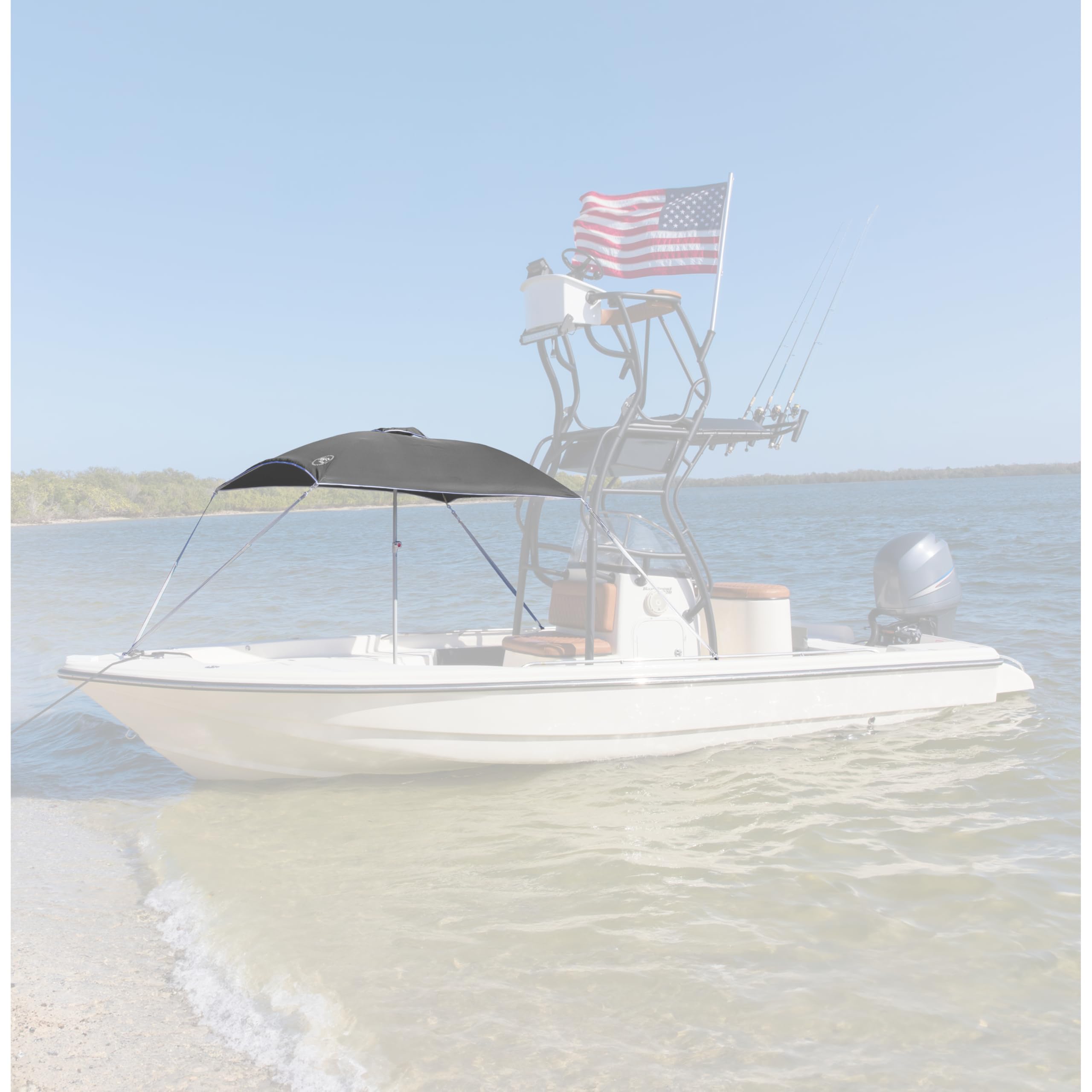 Anchorshade III Boat Shade, Taylor Made, Grey, 6' x 6', Adjustable Aluminum Pole to 8 Feet, UV-Treated Fade-Resistant Nylon, Market-Style Top, Carrying Case, Fits Most Boats and Benches – 22057