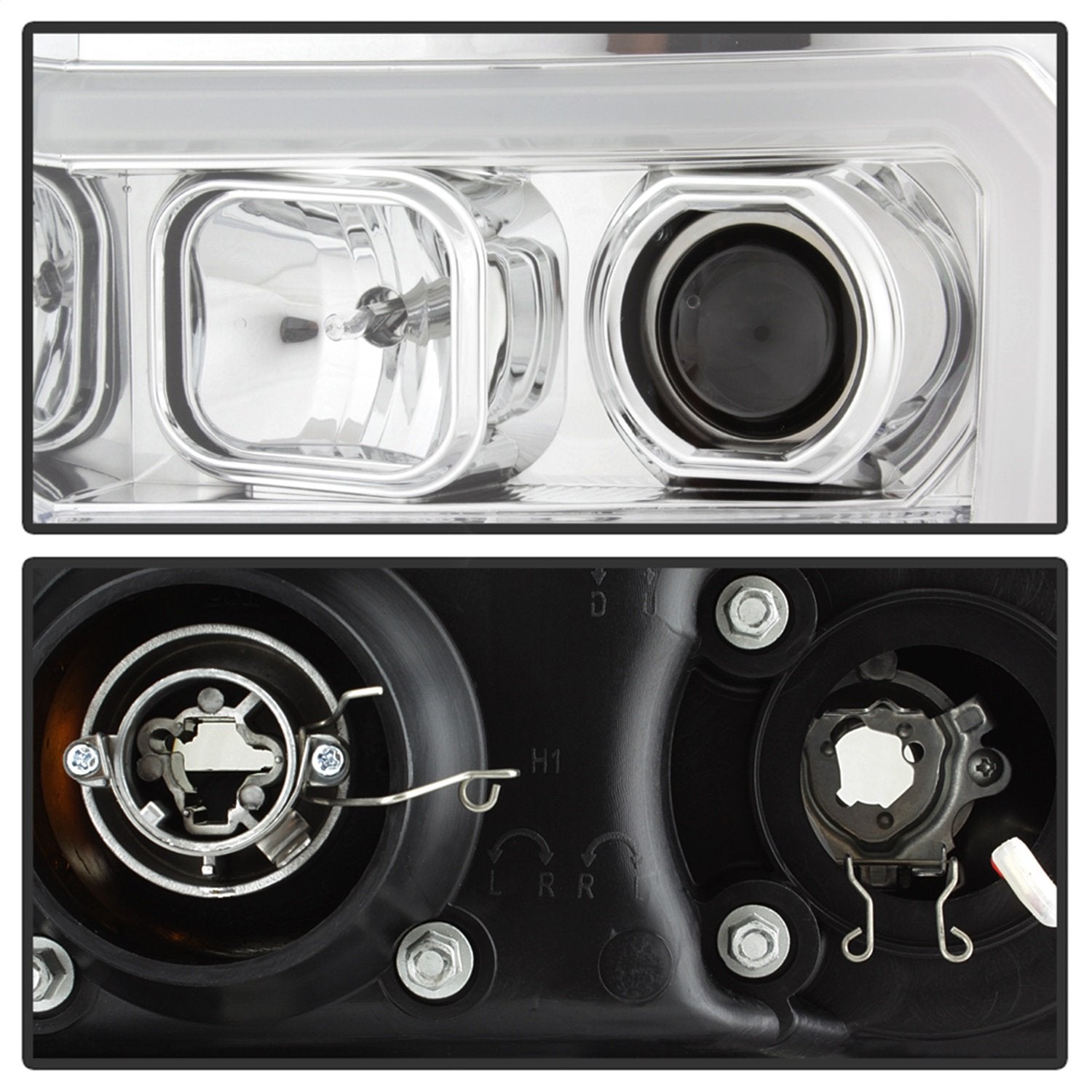 GMC Sierra 1500/2500/3500 07-13 / Spyder Auto 5083647 / GMC Sierra Denali 08-13 / GMC Sierra 2500HD/3500HD 07-13 Version 2 Projector Headlights - Light Bar DRL LED - Chrome