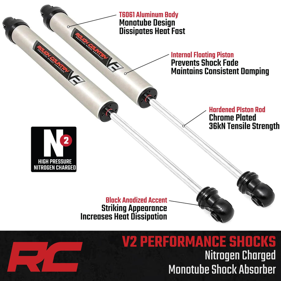 Rough Country V2 8" Monotube Rear Shocks for 00-10 Suburban 2500-760744_V