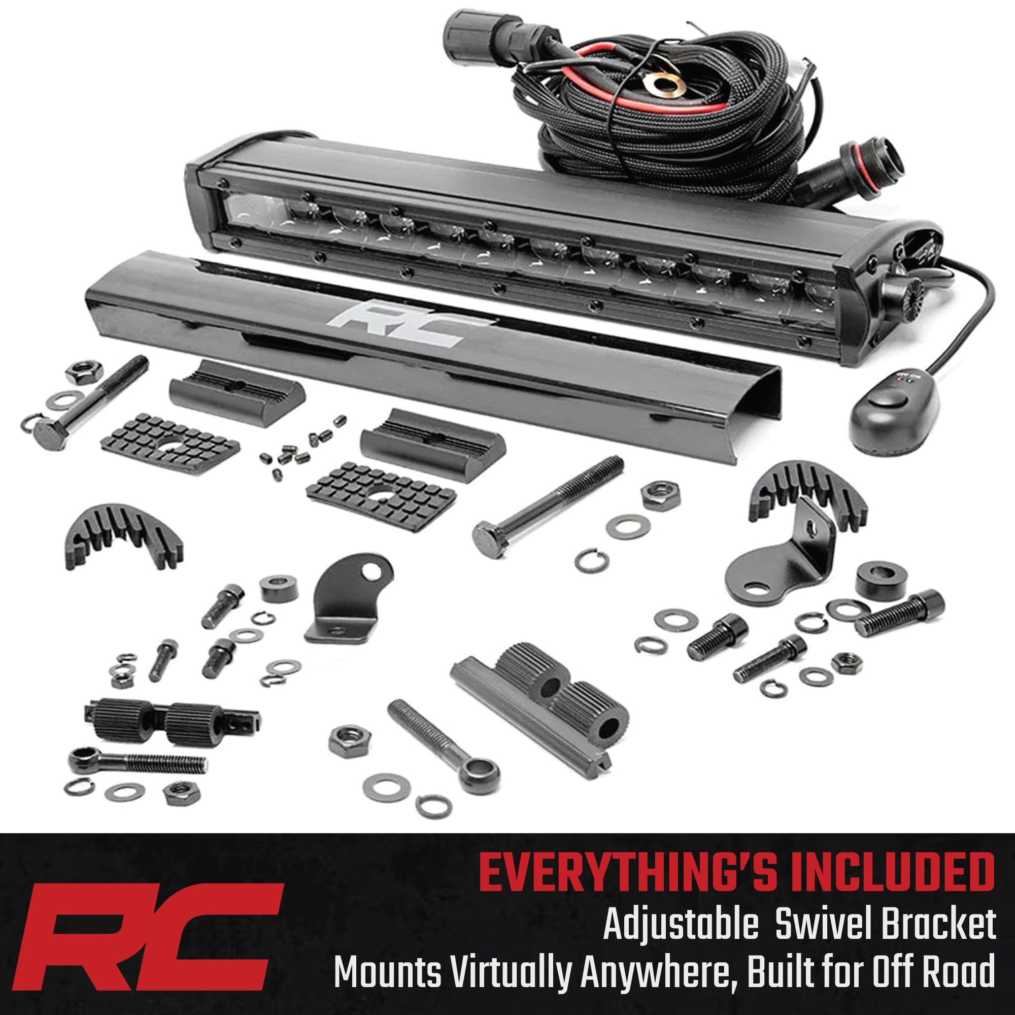 12" Rough Country LED Light Bar - 60W, 4,800 Lumens, Spot Focus Beam, Waterproof Off-Road Lighting for UTV, ATV, Jeeps, Truck