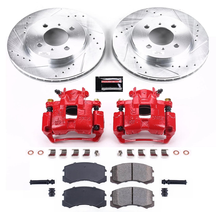 Power Stop Z23 KC1215 Evolution Front Brake Caliper Kit- Brake Rotors, Brake Pads, Brake Calipers For Mitsubishi Lancer 2002-2006 [Model Specific]