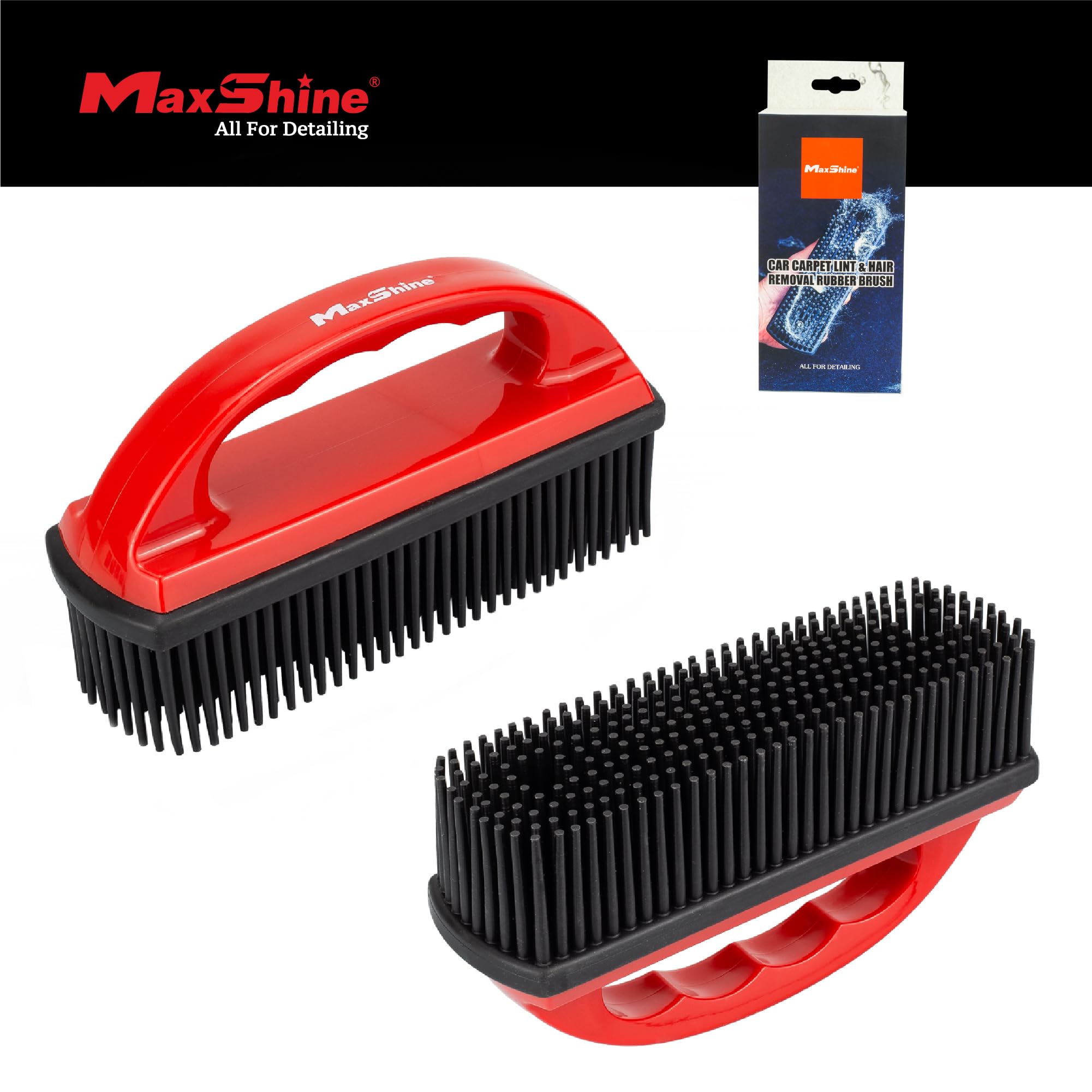 Maxshine Carpet Universal Car Lint & Hair Removal Brush - Electrostatic Rubber Bristles - Efficiently Removes Pet Hair from Dogs, Cats & Other Interiors & Carpets - Easy-to-Clean