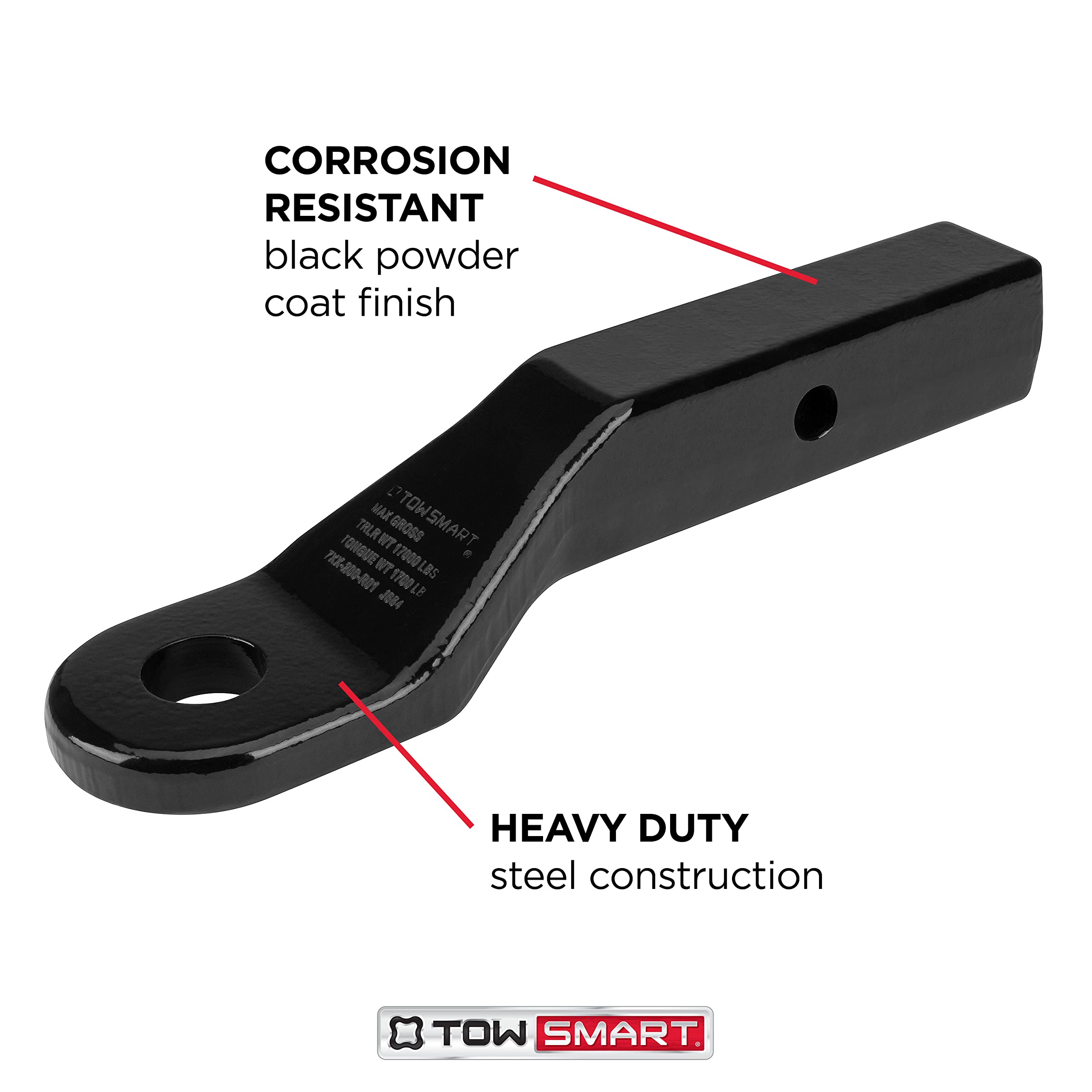 Class IV TOWSMART, 17,000 lb. 2 in. Drop x 1 in. Rise x 1-1/4 in. Shank Forged Steel Trailer Hitch Ball Mount