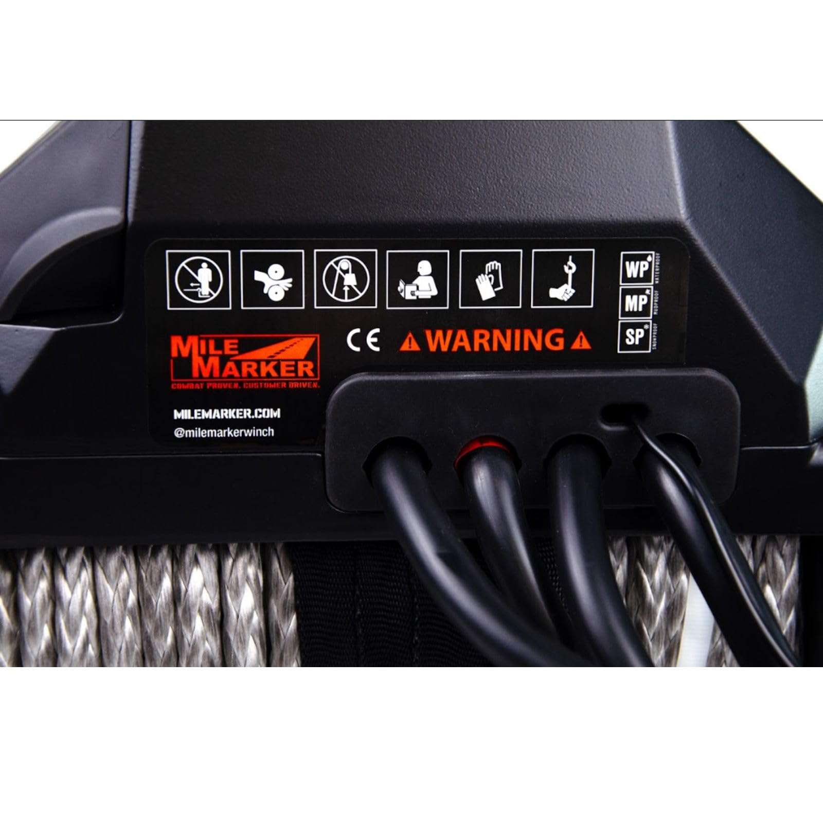 Mission Series Mile Marker 78-53251 Covert Black 12 Volt 12,000 Pound Electric Winch with 92' Synthetic Rope - Rugged Heavy Duty Solenoid - Fully Submersible