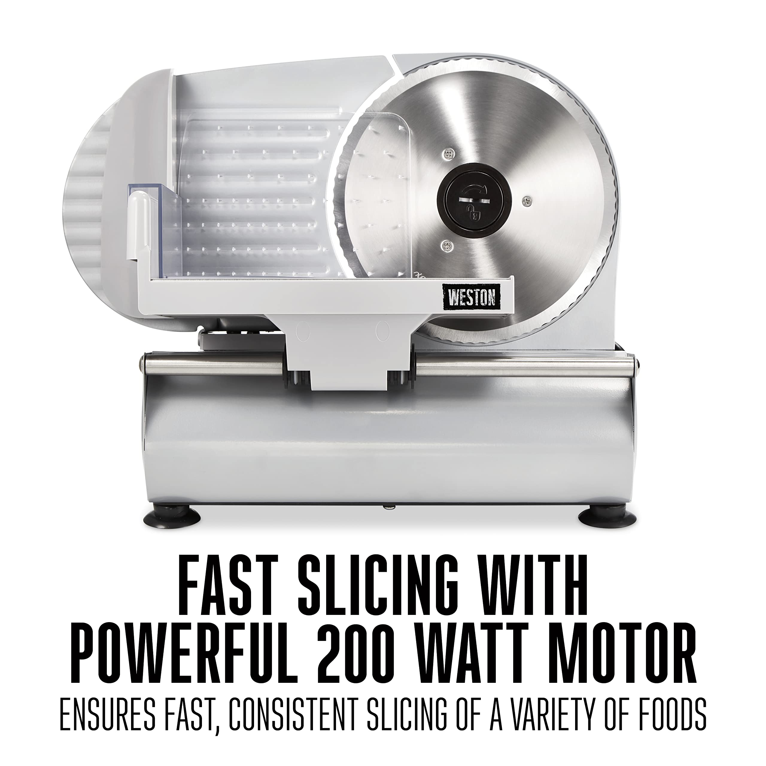 Weston Deli & Food Slicer Electric Meat Cutting Machine, Adjustable Slice Thickness, Non-Slip Suction Feet, Removable 7.5" Stainless Steel Blade, Easy to Clean (61-0750-W)