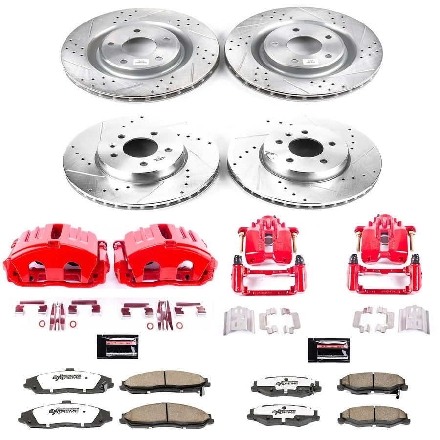 Power Stop Z26 KC1418B-26 Street Warrior Front and Rear Brake Kit-Brake Rotors, Brake Pads & Calipers For Chevrolet Corvette 2005-2013 [Model Specific]