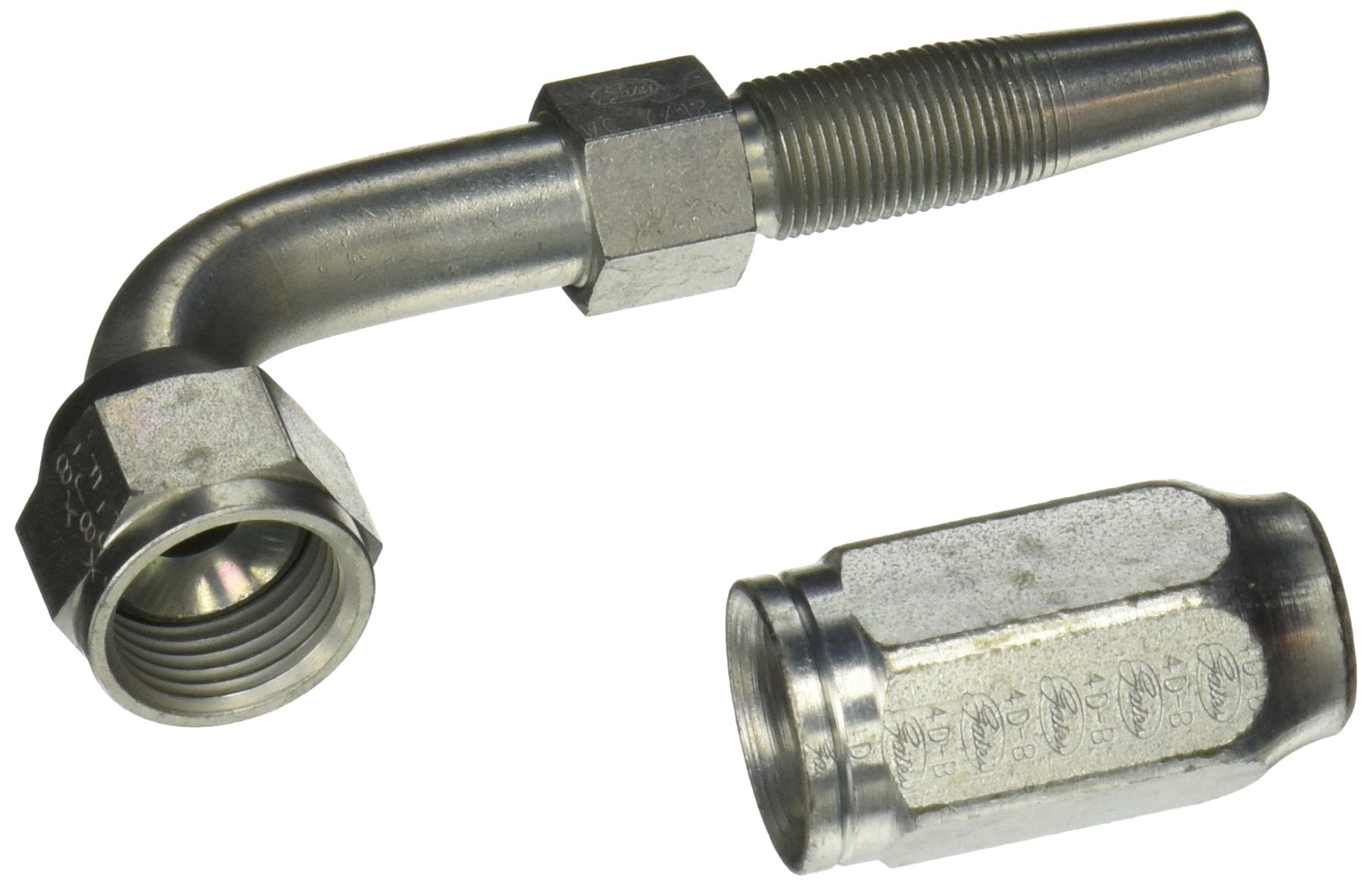 6C1T-8RFJX90 Gates Field Attachable Type T for G1 Hose, 1 Wire, Female JIC 37 Flare Swivel, 90 Bent Tube, 3/8" ID
