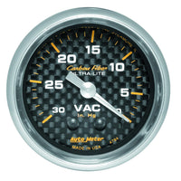 Carbon Fiber Auto Meter 4784 Mechanical Vacuum Gauge