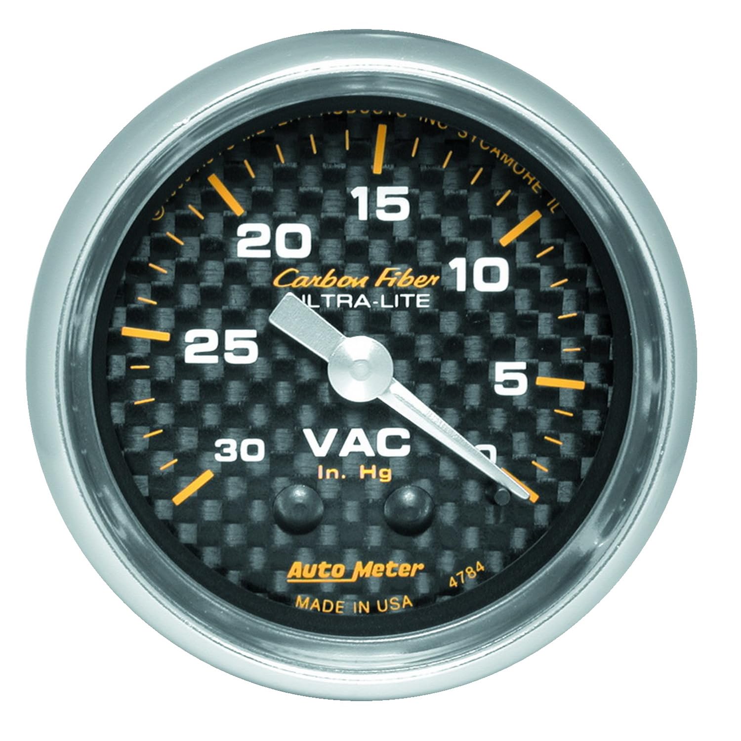 Carbon Fiber Auto Meter 4784 Mechanical Vacuum Gauge