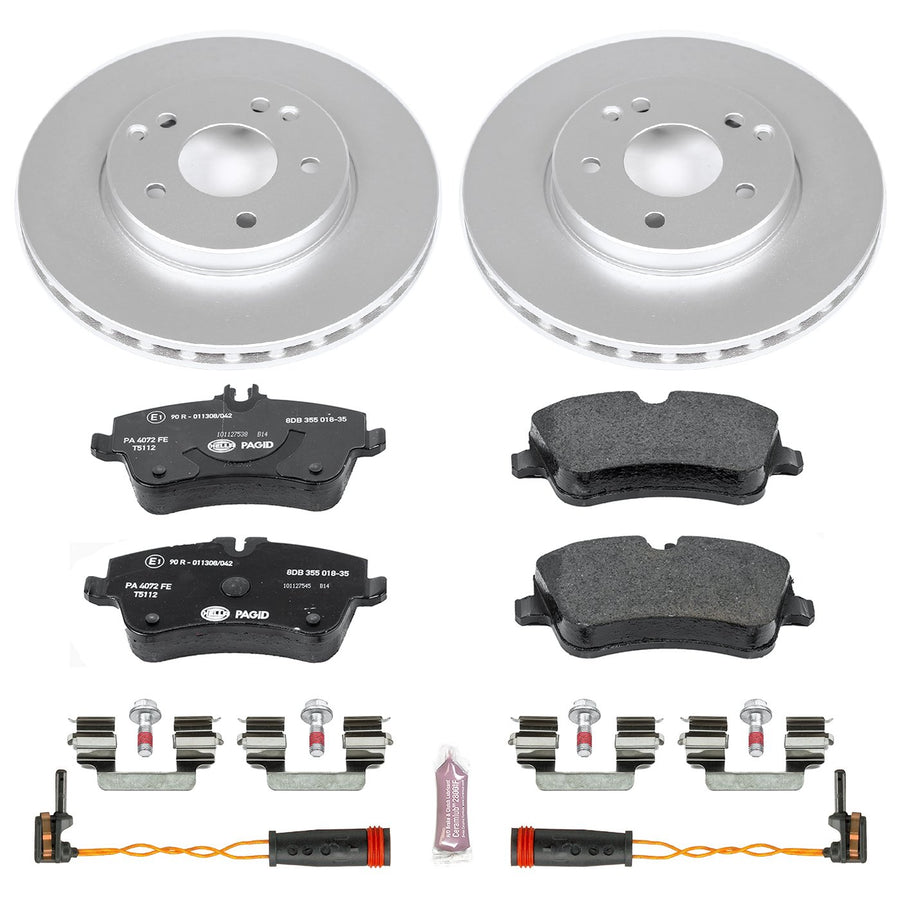 Power Stop ESK3048 Euro-Stop Front Brake Kit and 2 Front Sensor Wires For Mercedes-Benz C230 2002-2005, Mercedes-Benz C240 2001-2005 [Model Specific]