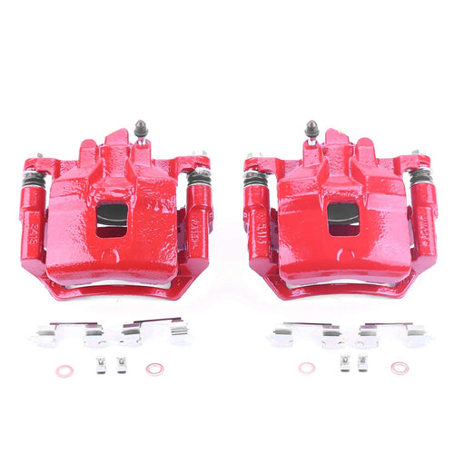 Power Stop S2048 Front Pair of High-Temp Red Powder Coated Calipers For Chevrolet Prizm 1998-2002, Toyota Corolla 1998-2002 [Model Specific]